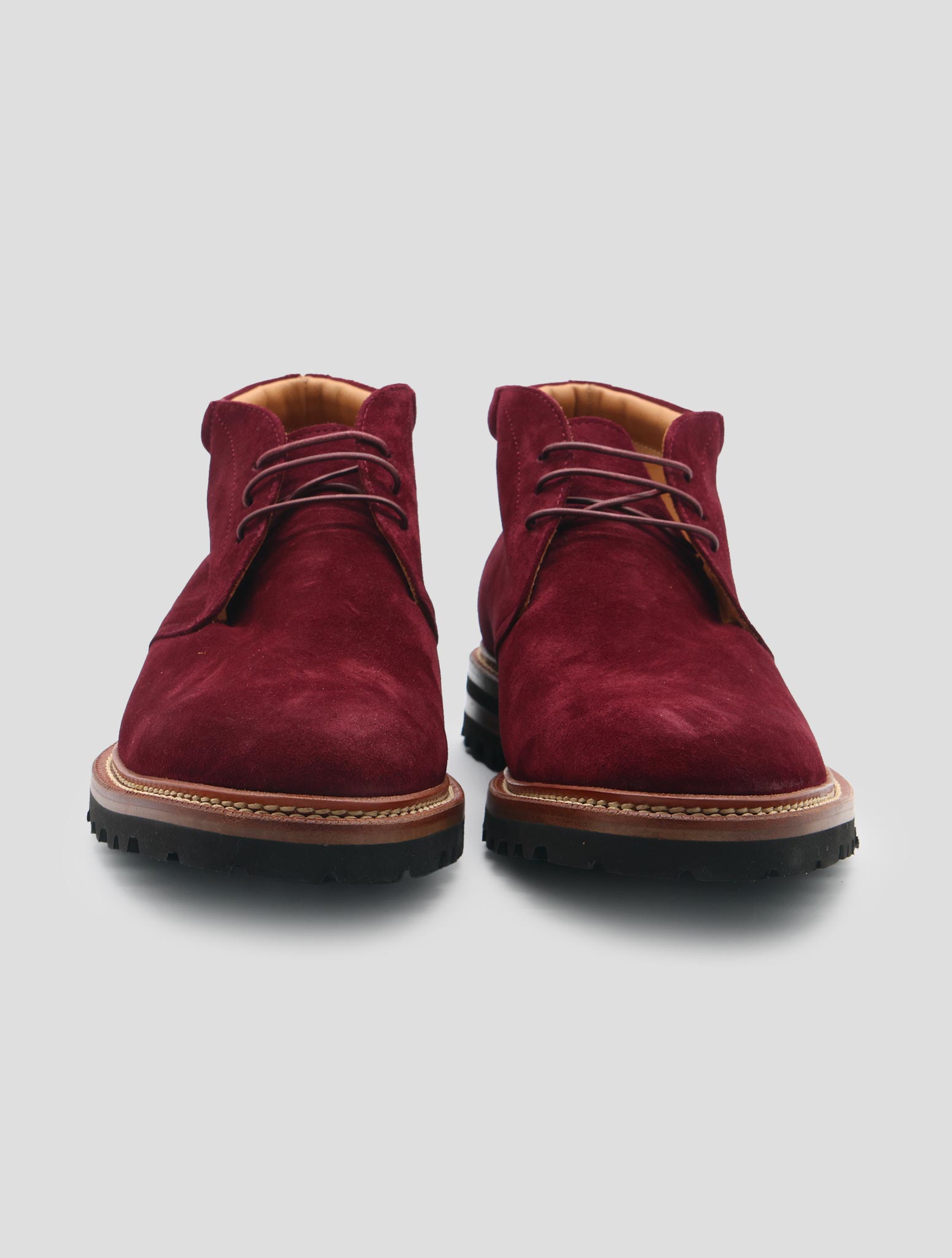 Kiton Burgundy Leather Suede Boots
