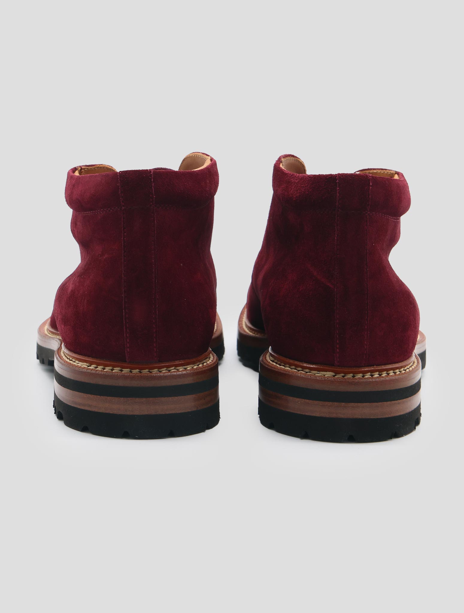 Kiton Burgundy Leather Suede Boots