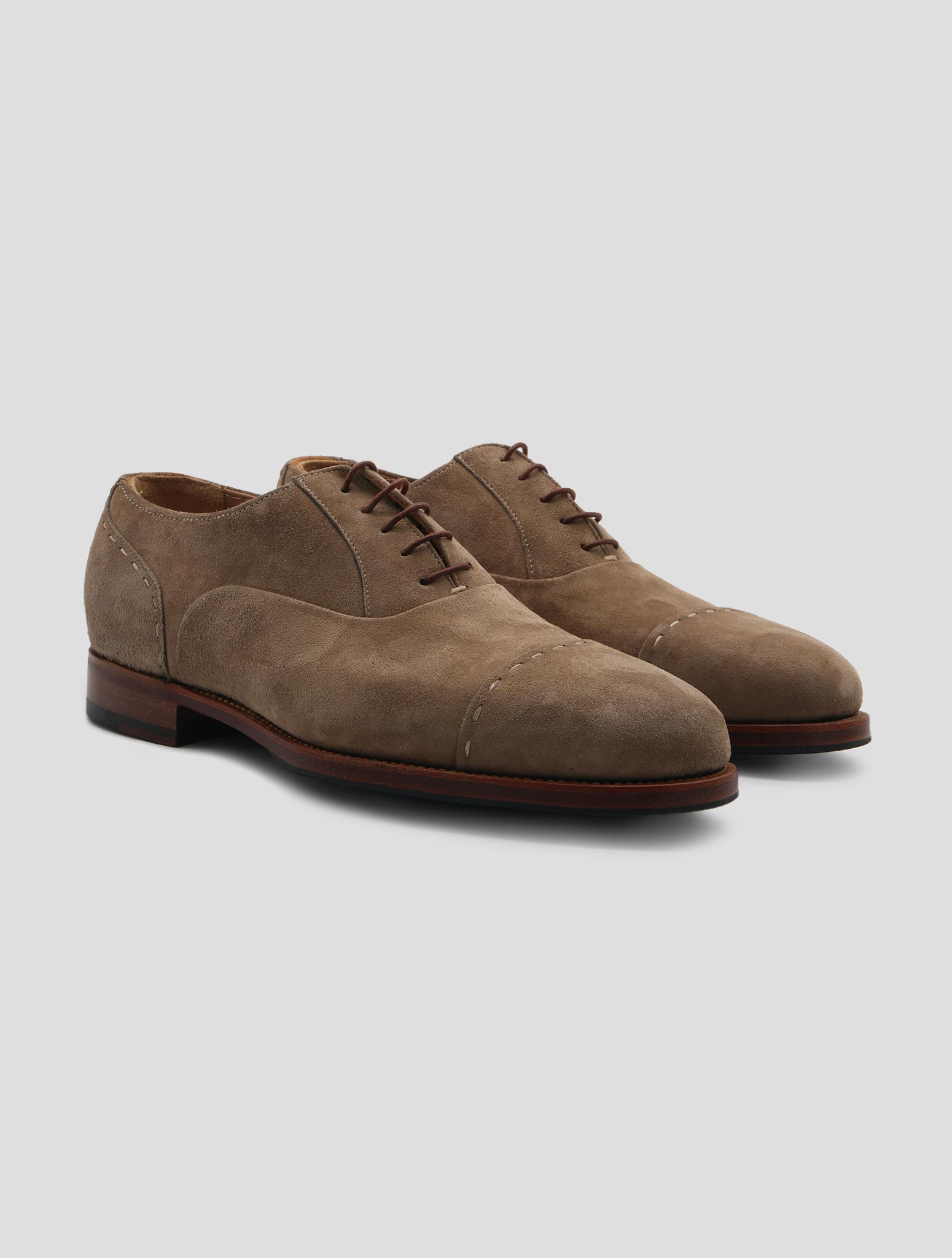 Kiton Beige Leather Suede Dress Shoes