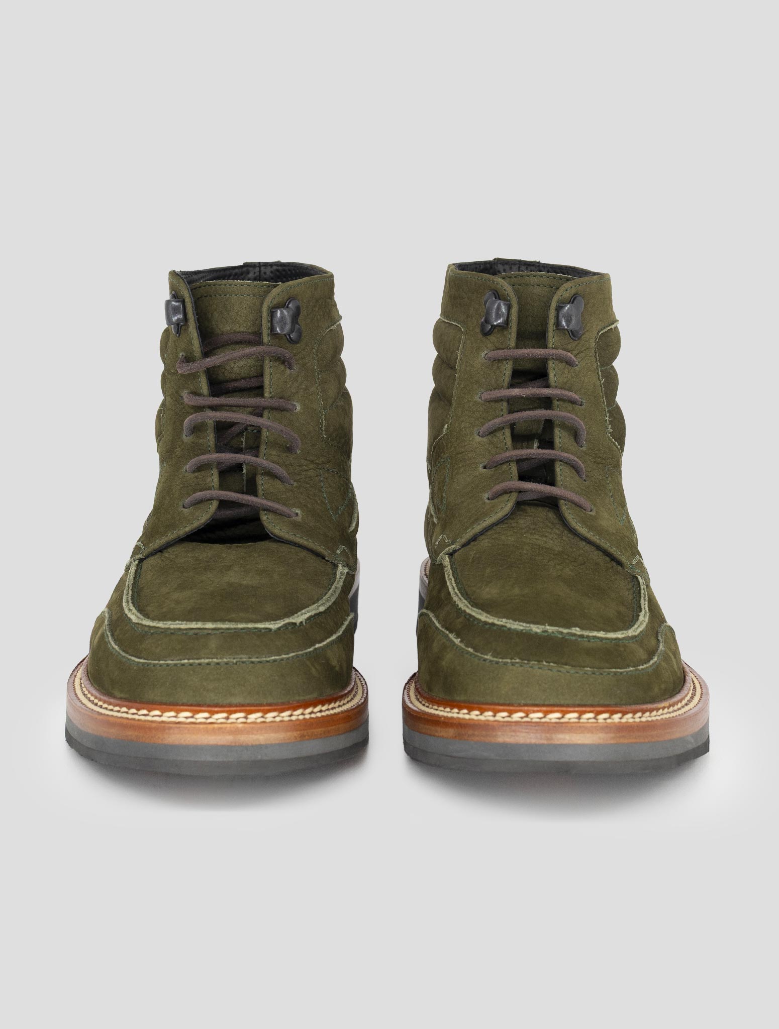 Kiton Green Leather Suede Boots