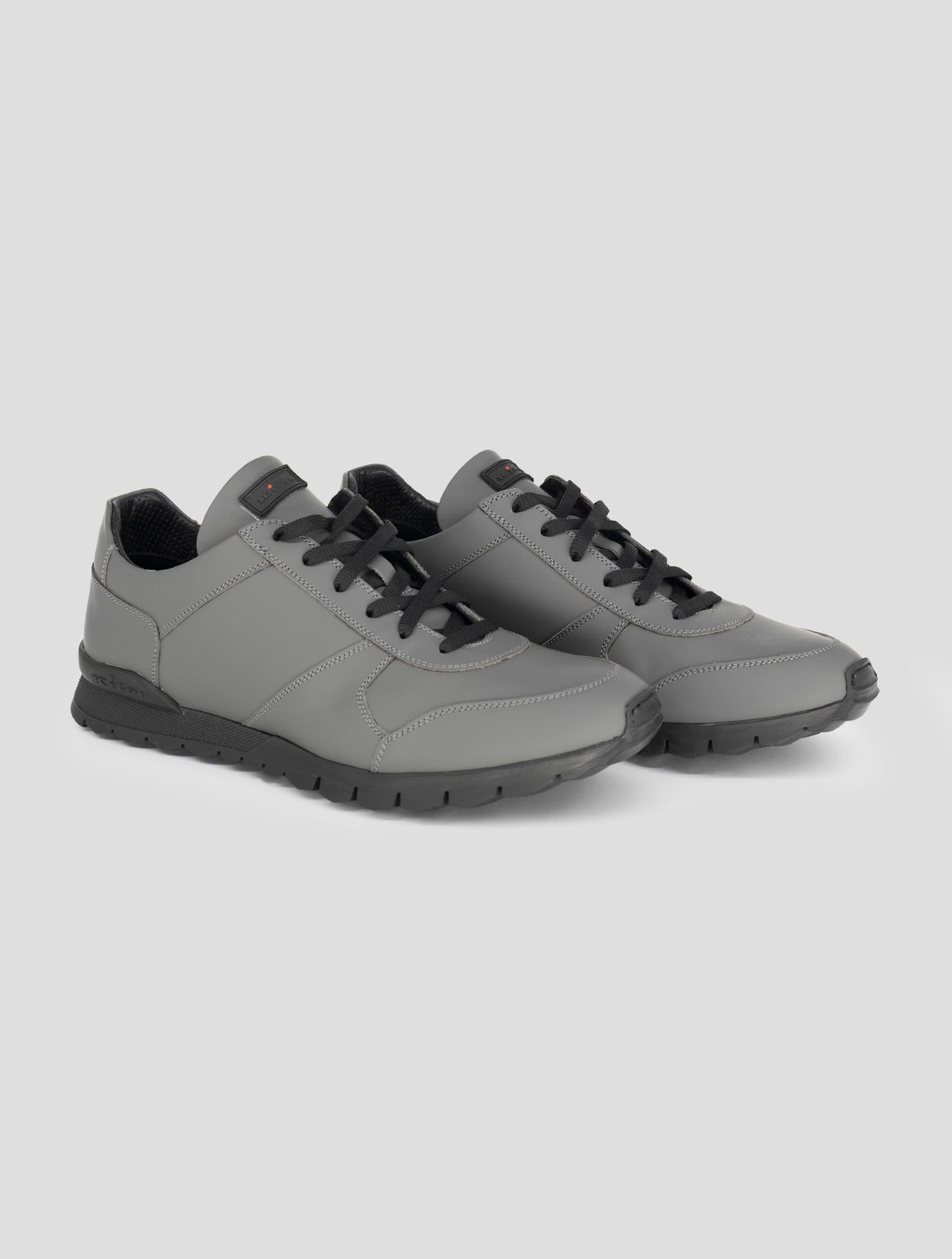Kiton Gray Leather Sneakers