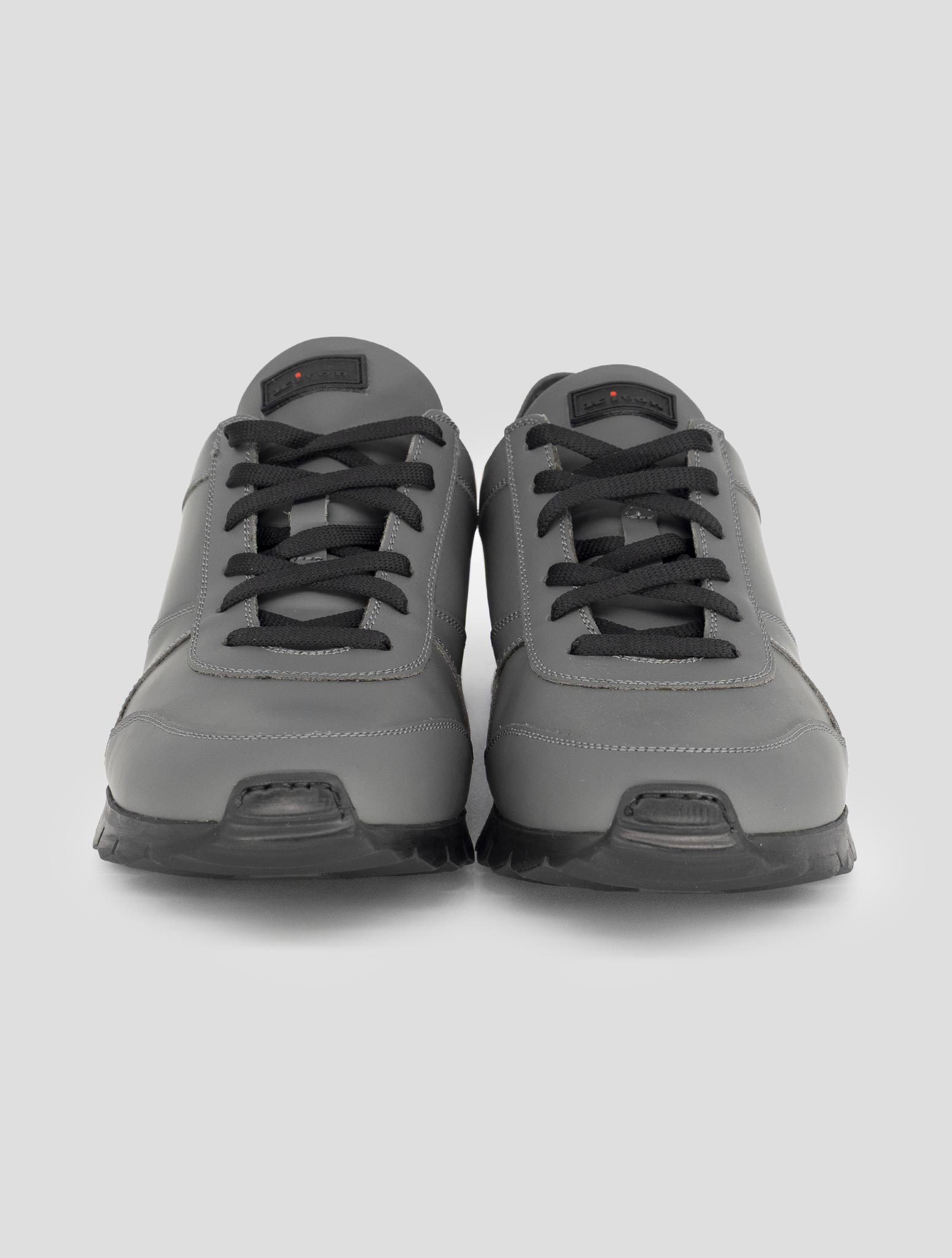 Kiton Gray Leather Sneakers