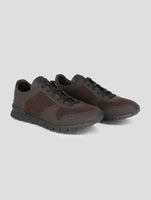 Kiton Brown Leather Virgin Wool Pa Fur Sneakers