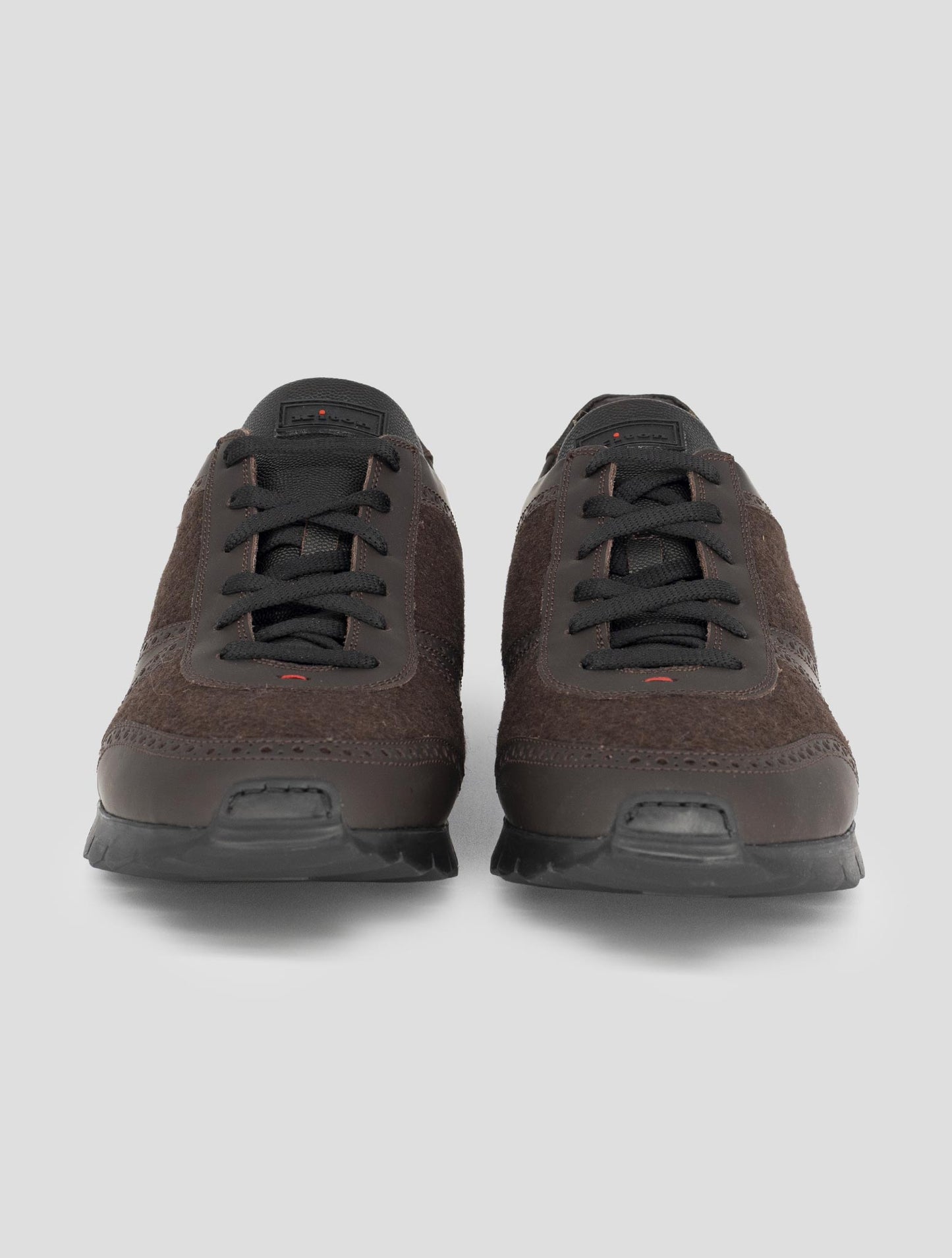 Kiton Brown Leather Virgin Wool Pa Fur Sneakers