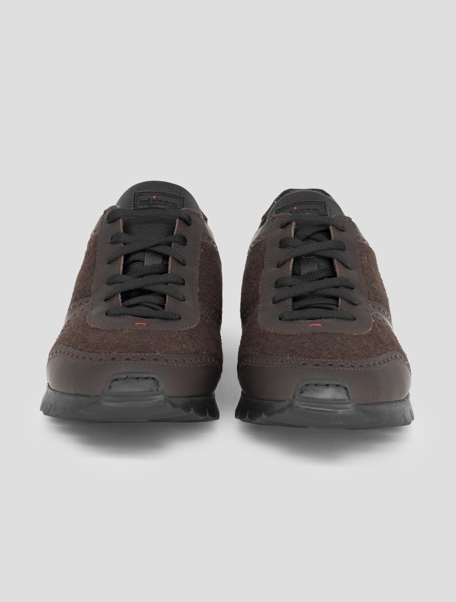 Kiton Brown Leather Virgin Wool Pa Fur Sneakers