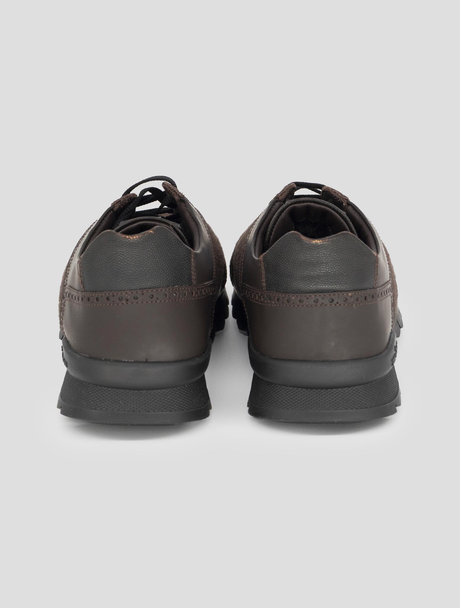 Kiton Brown Leather Virgin Wool Pa Fur Sneakers