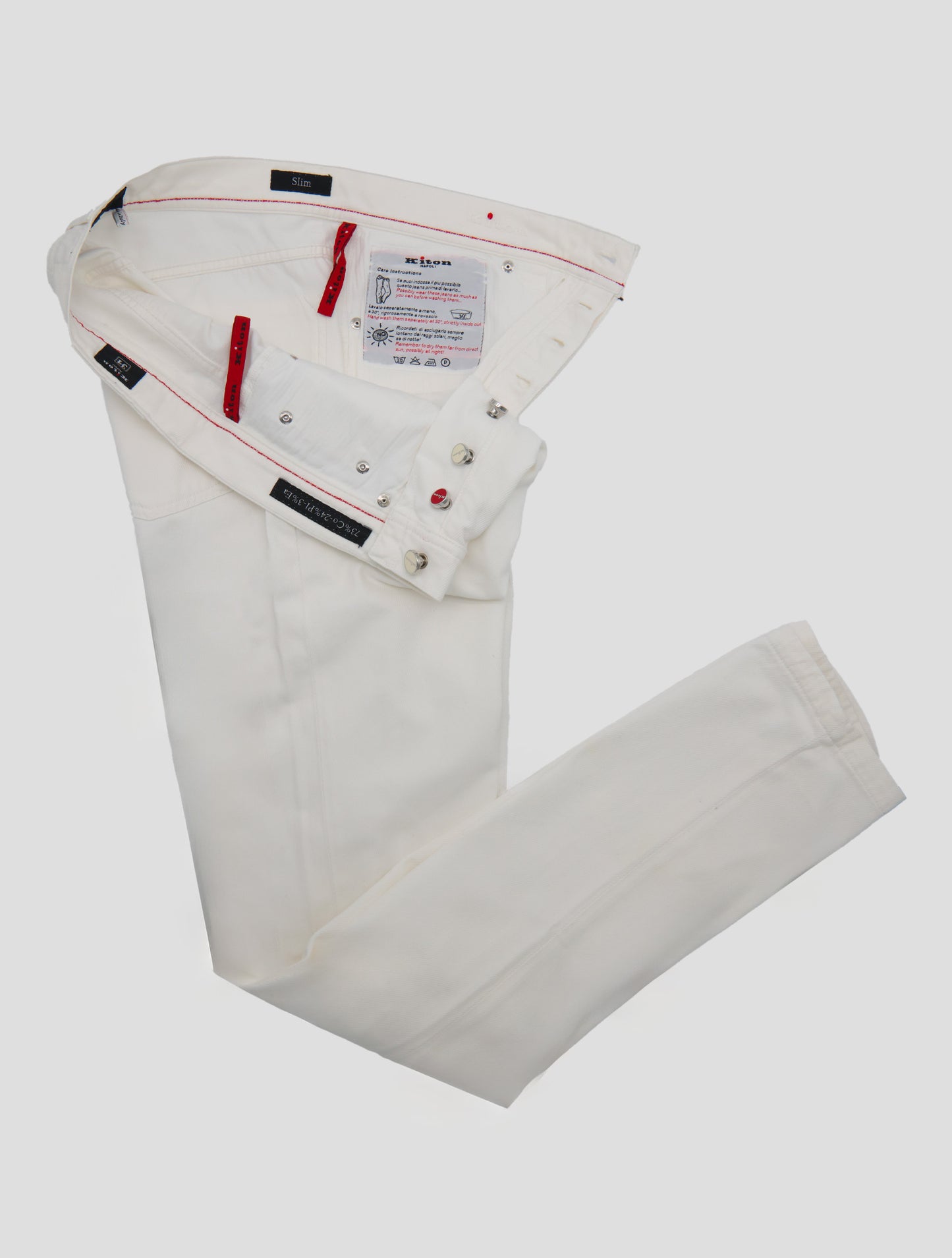 Kiton White Cotton Pl Ea Jeans