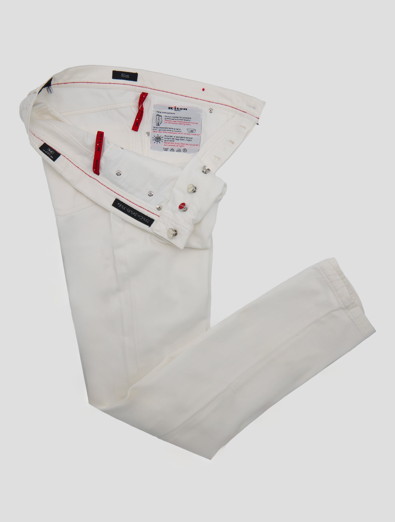 Kiton White Cotton Pl Ea Jeans