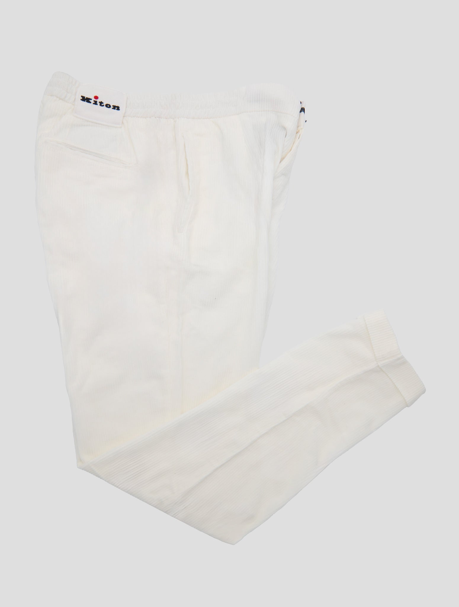 Kiton White Cotton Velvet Pants