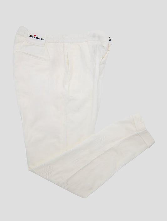 Kiton White Cotton Velvet Pants