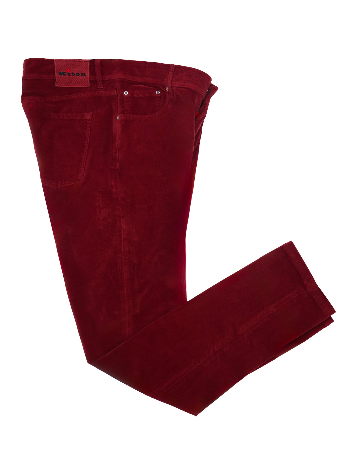 Kiton Burgundy Cotton Ea Velvet Pants