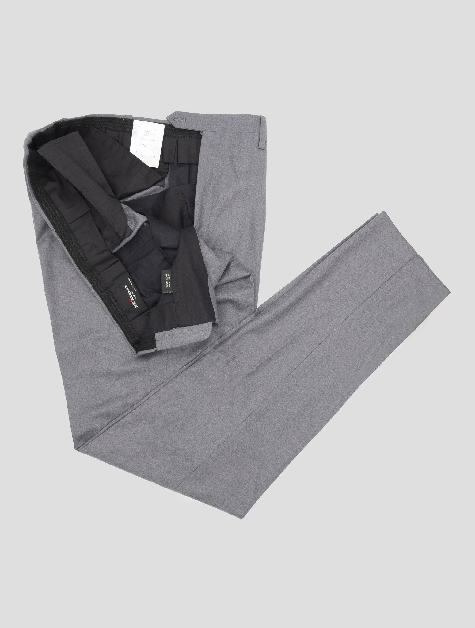 Kiton Gray Wool 14 Micron Dress Pants