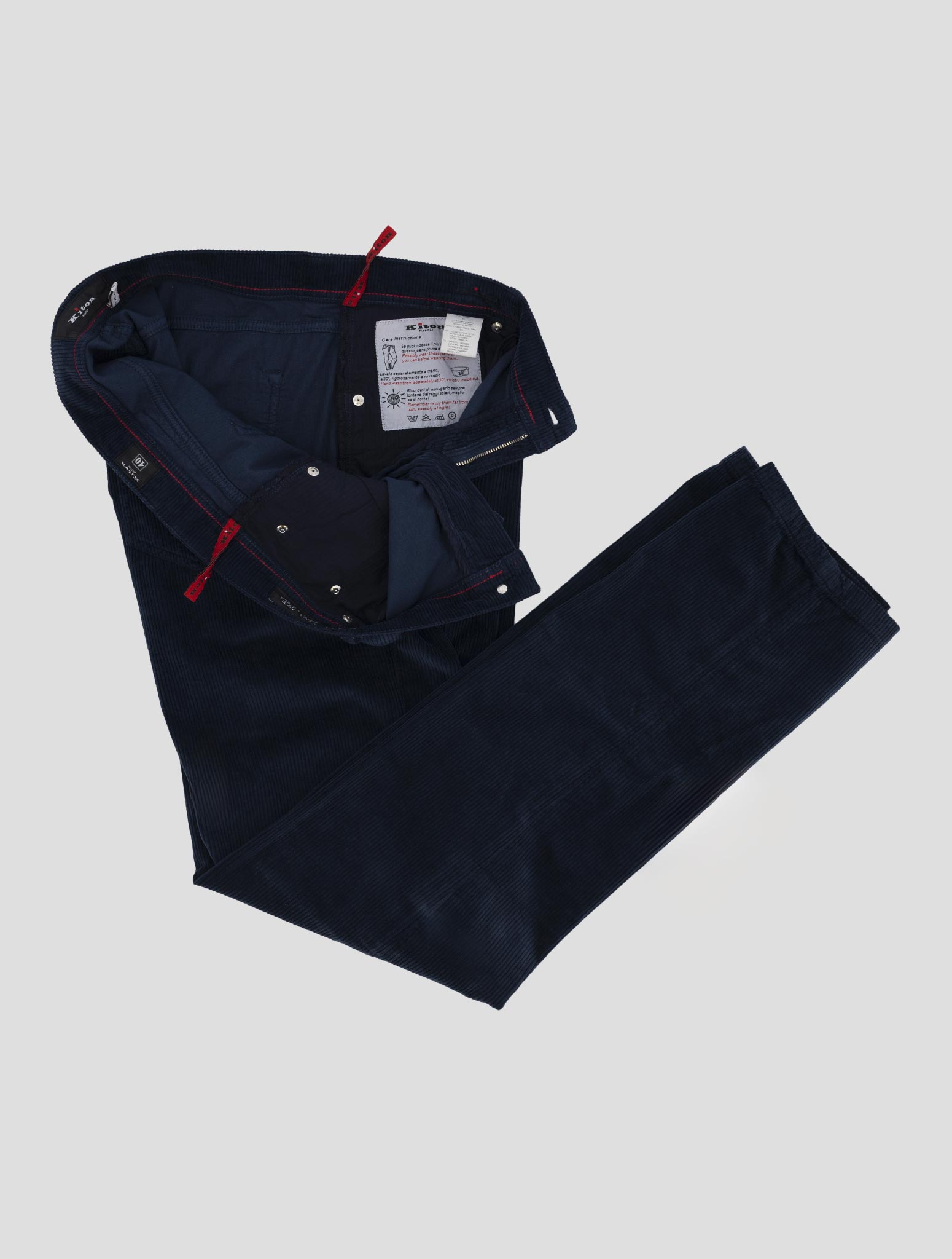 Kiton Blue Cotton Cashmere Ea Velvet Pants