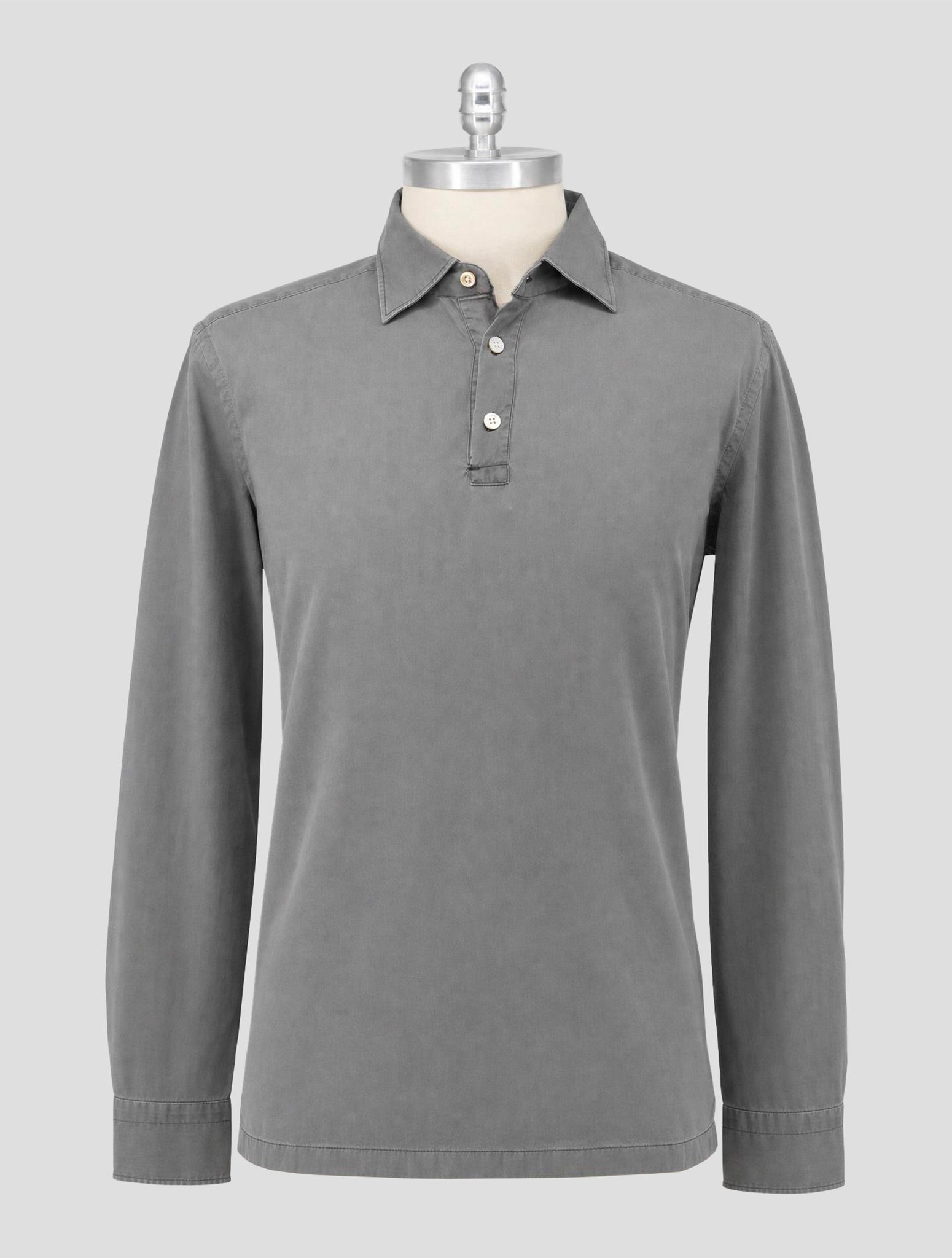 Kiton Gray Cotton Sweater Polo