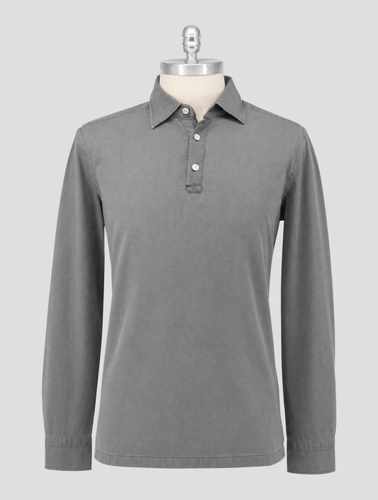 Kiton Gray Cotton Sweater Polo