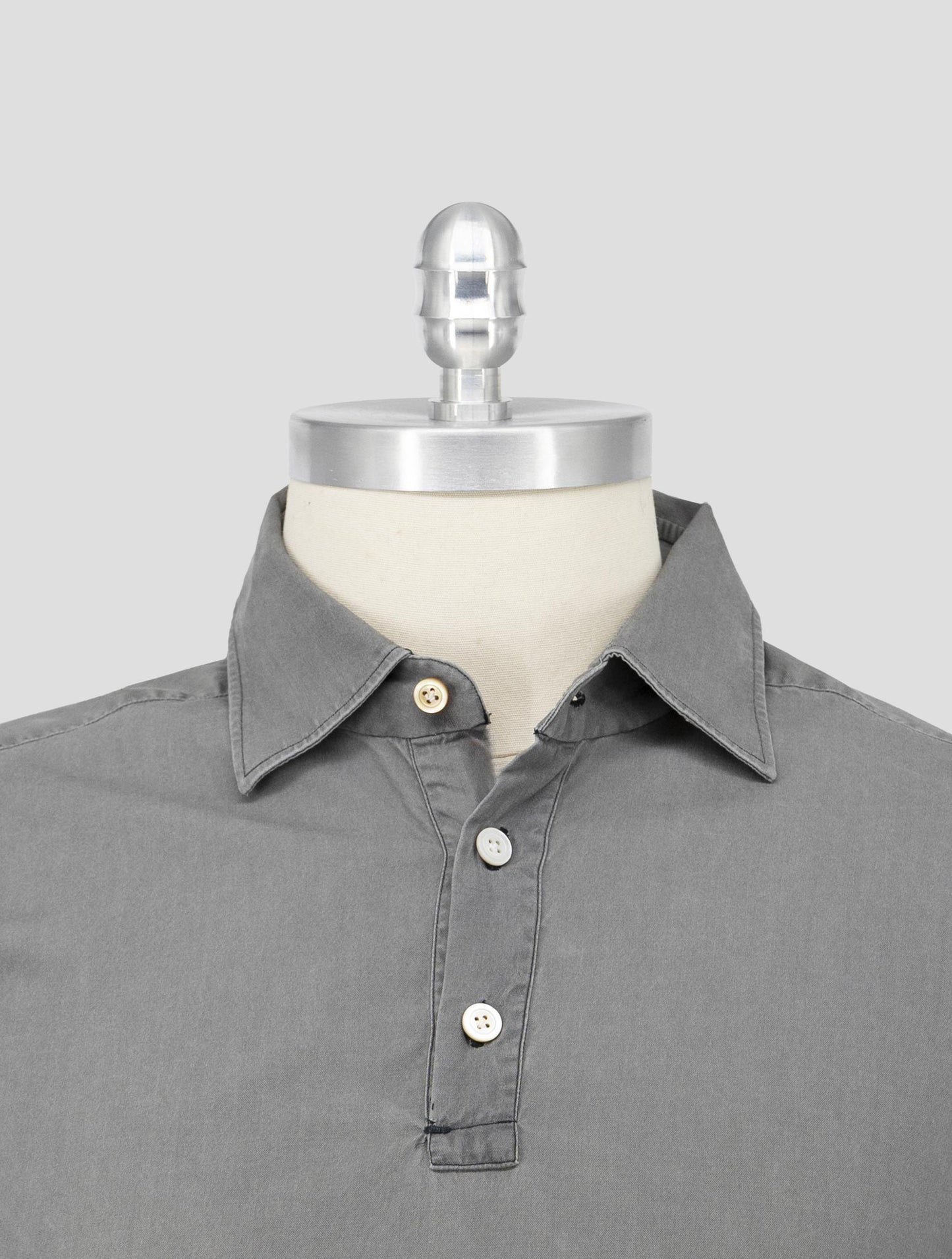 Kiton Gray Cotton Sweater Polo