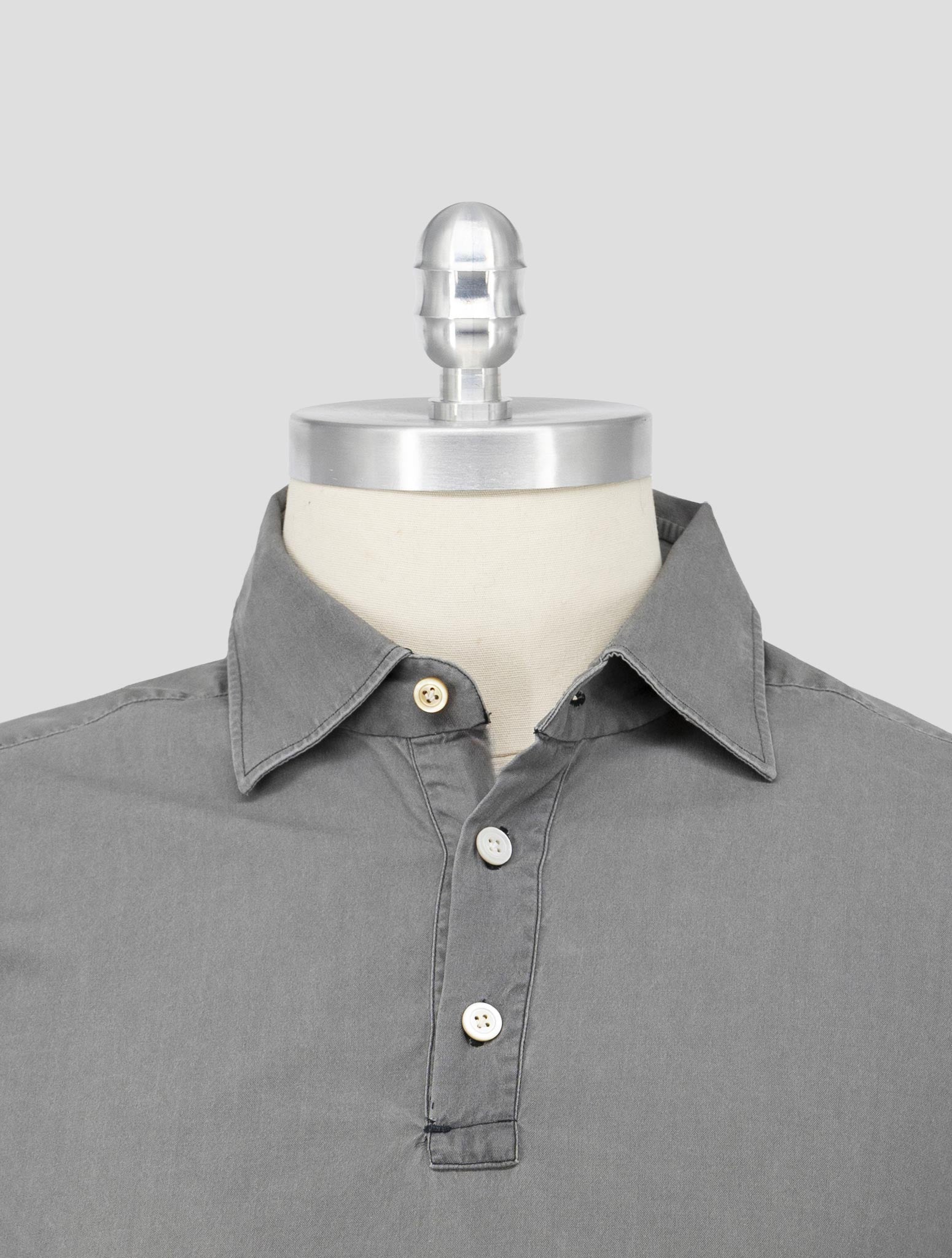 Kiton Gray Cotton Sweater Polo