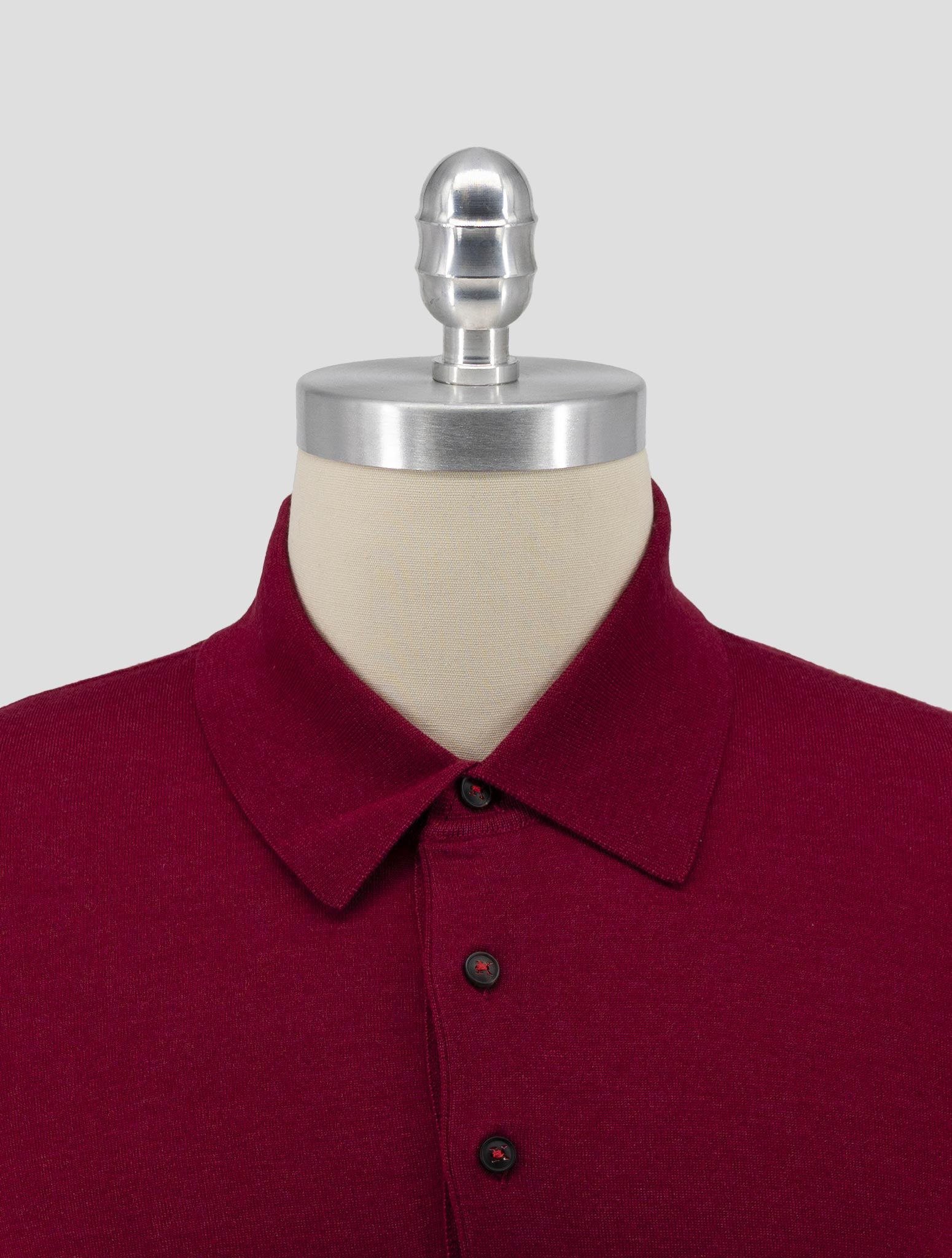 Kiton Burgundy Cashmere Silk Sweater Polo