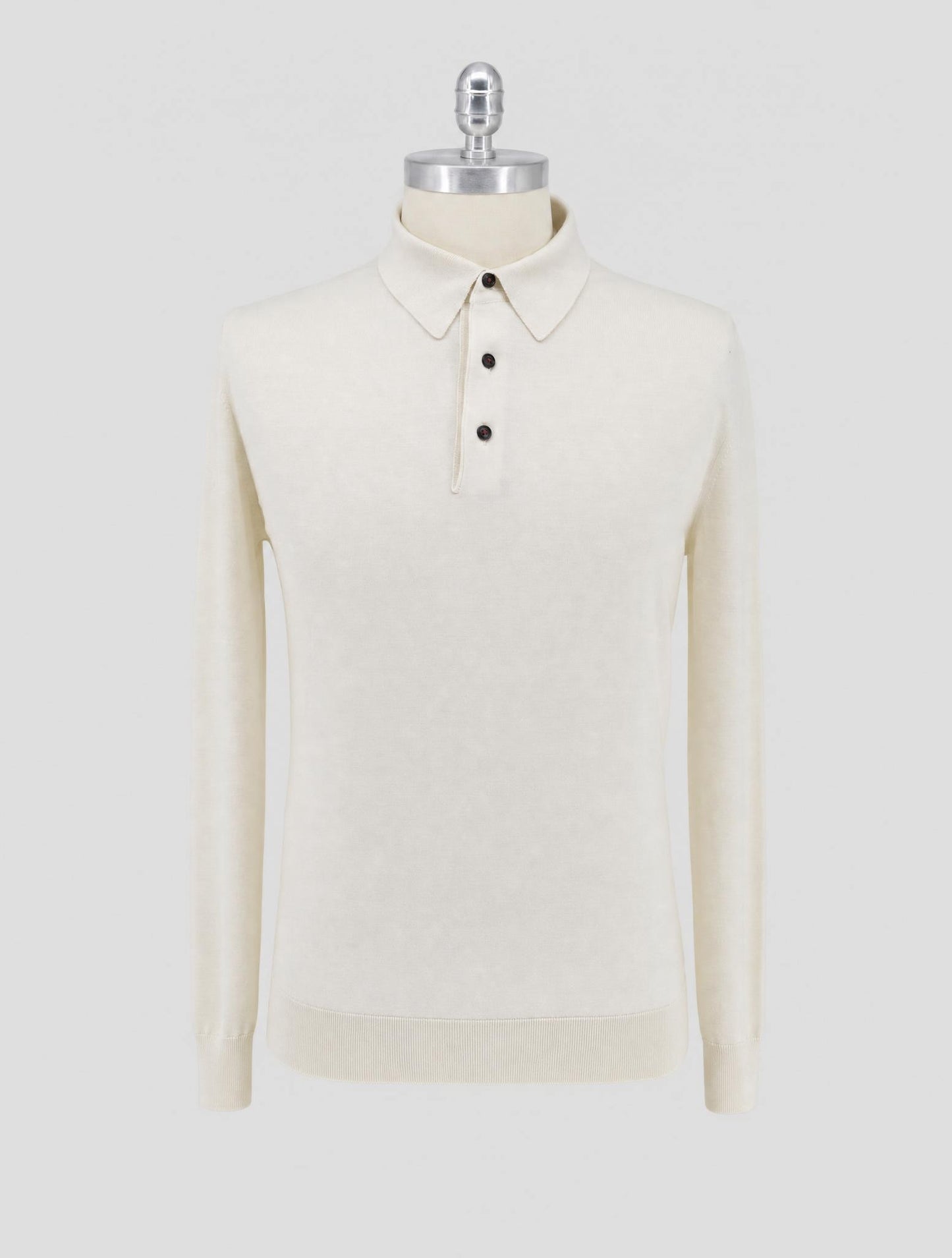 Kiton White Silk Cashmere Linen Sweater Polo
