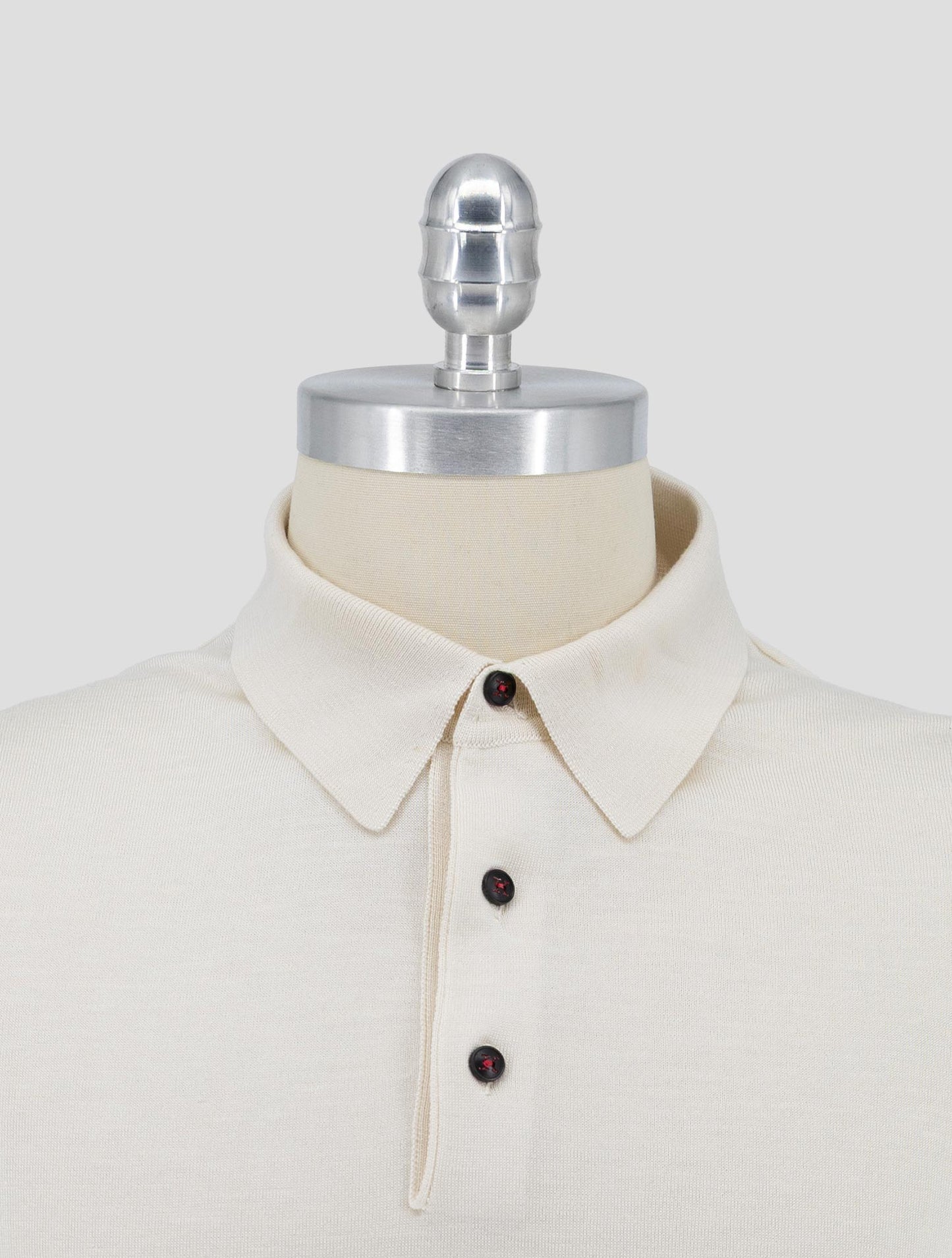 Kiton White Silk Cashmere Linen Sweater Polo