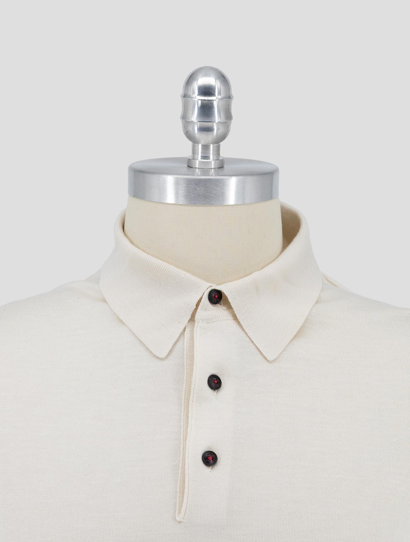 Kiton White Silk Cashmere Linen Sweater Polo