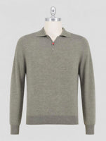 Kiton Green Silk Cashmere Linen Polo Half Zip