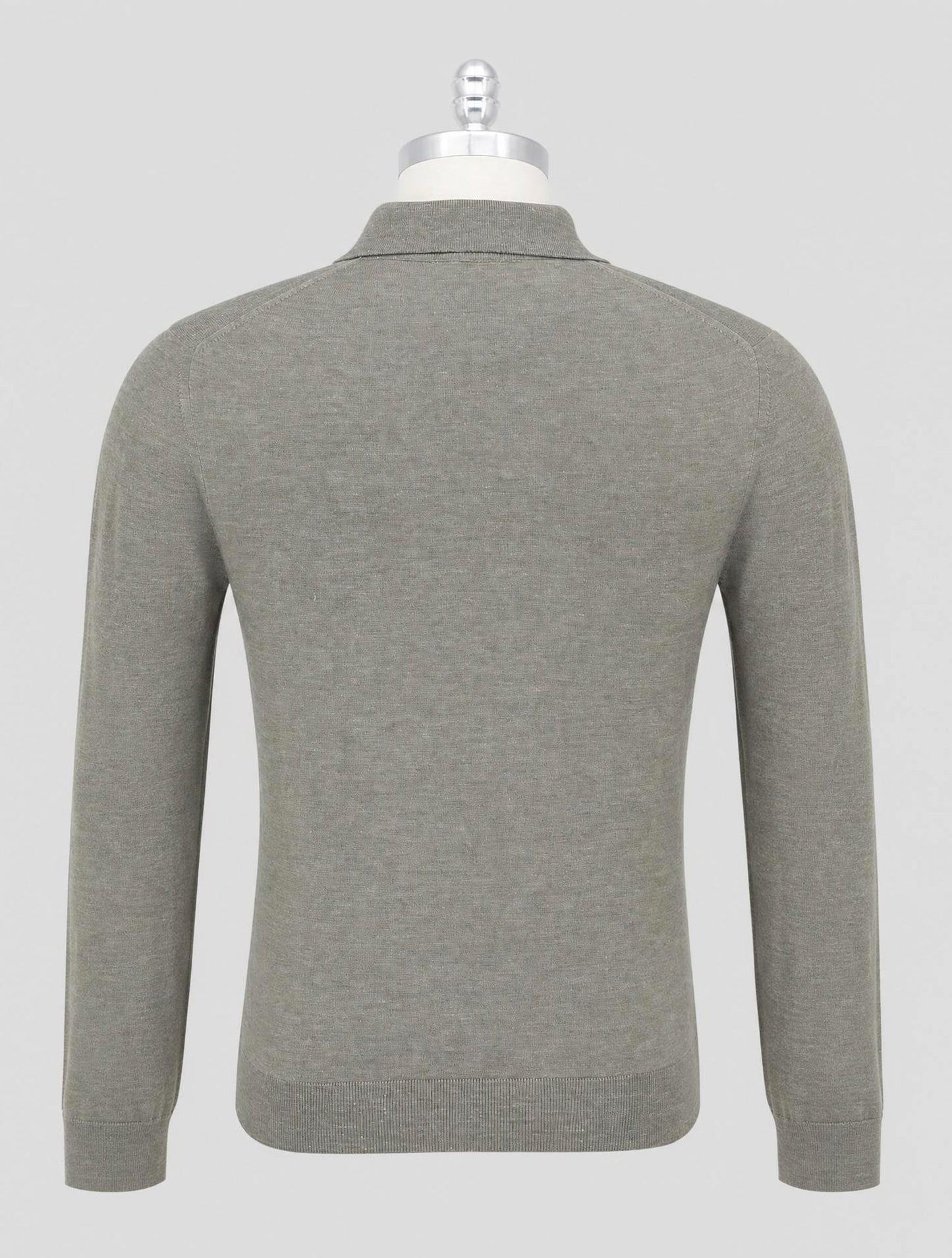 Kiton Green Silk Cashmere Linen Polo Half Zip