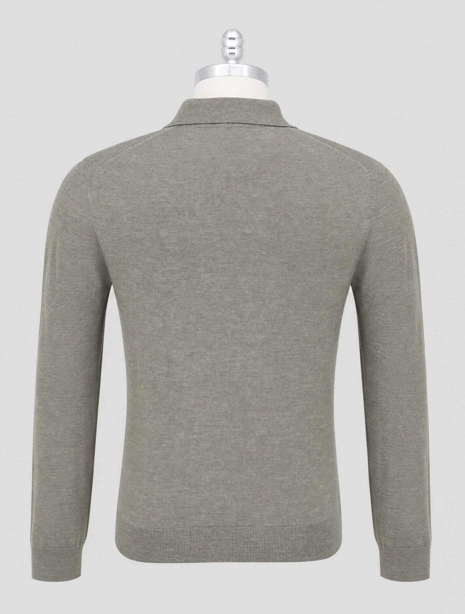 Kiton Green Silk Cashmere Linen Polo Half Zip