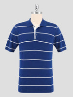 Kiton Blue White Cotton Polo