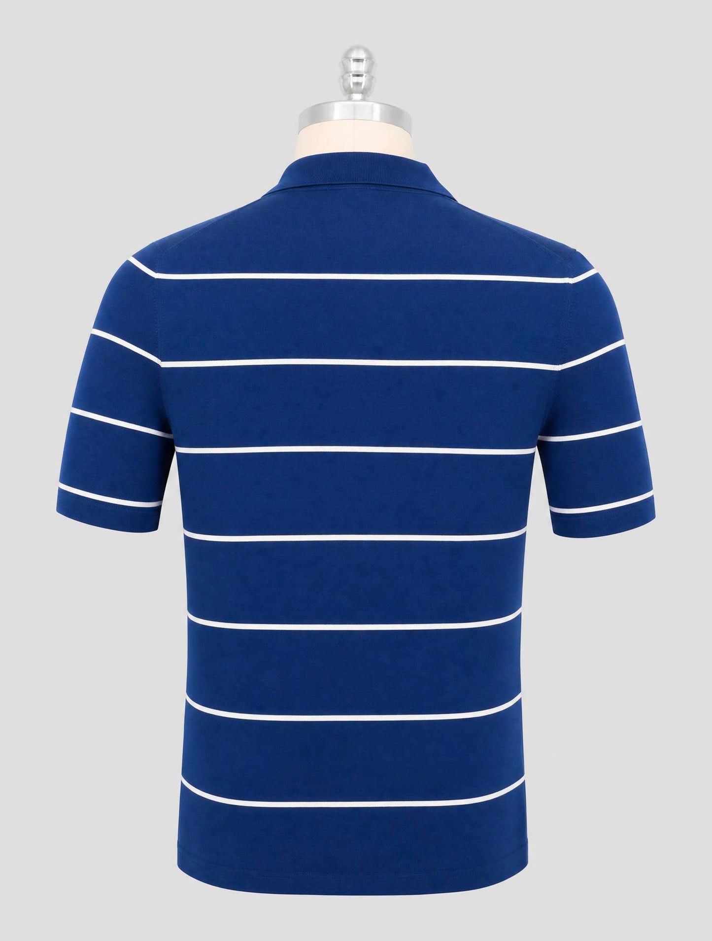 Kiton Blue White Cotton Polo