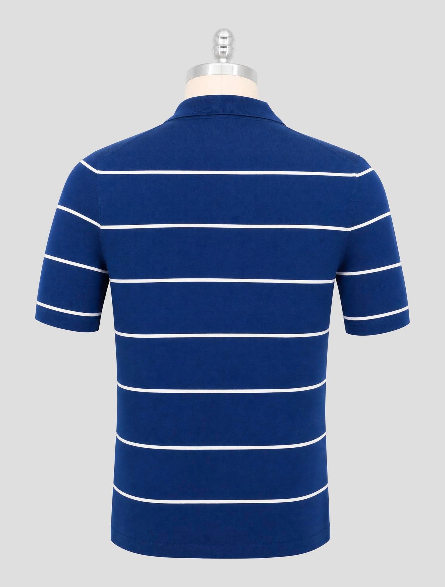 Kiton Blue White Cotton Polo