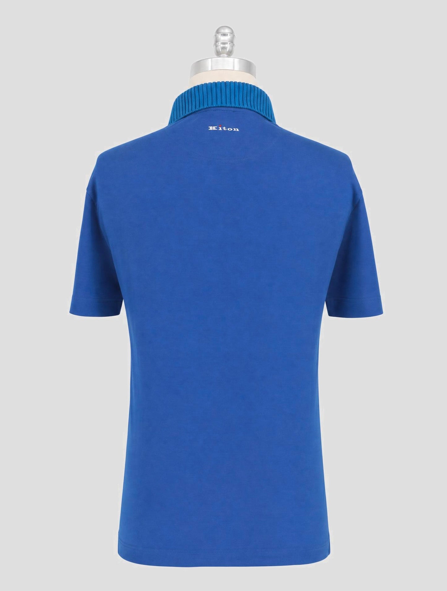 Kiton Blue Cotton Polo Half Zip