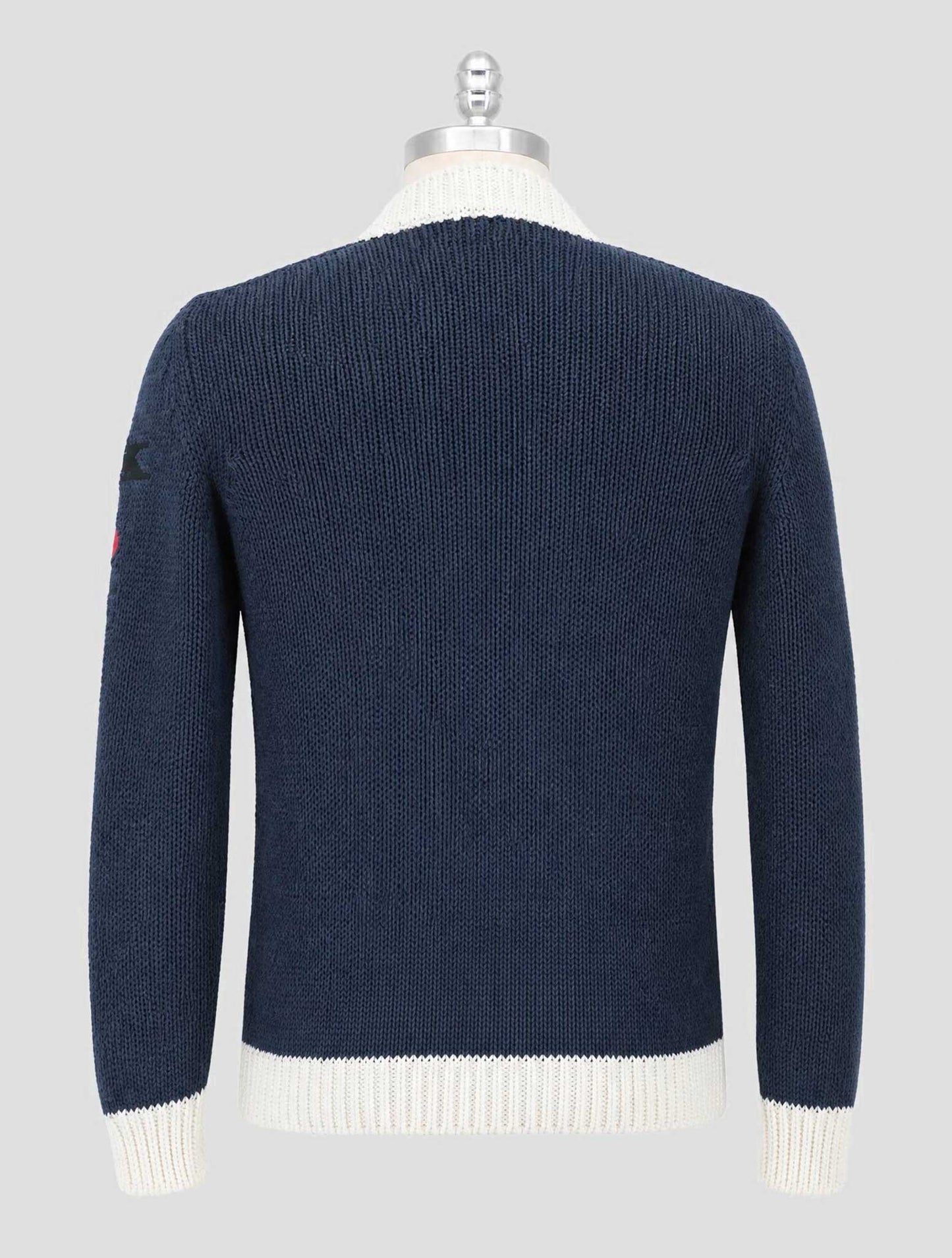 Kiton Blue White Cotton Linen Cardigan
