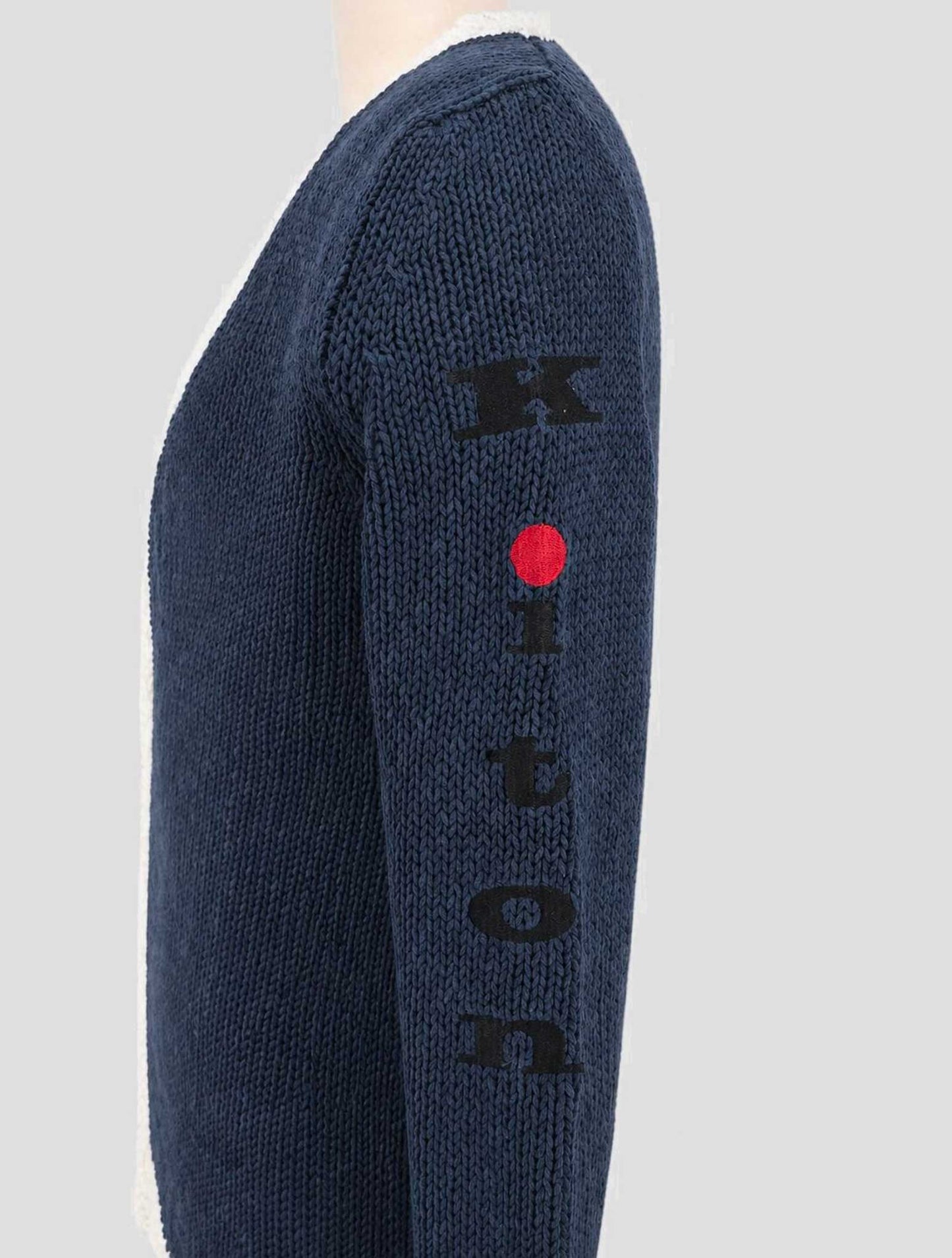 Kiton Blue White Cotton Linen Cardigan