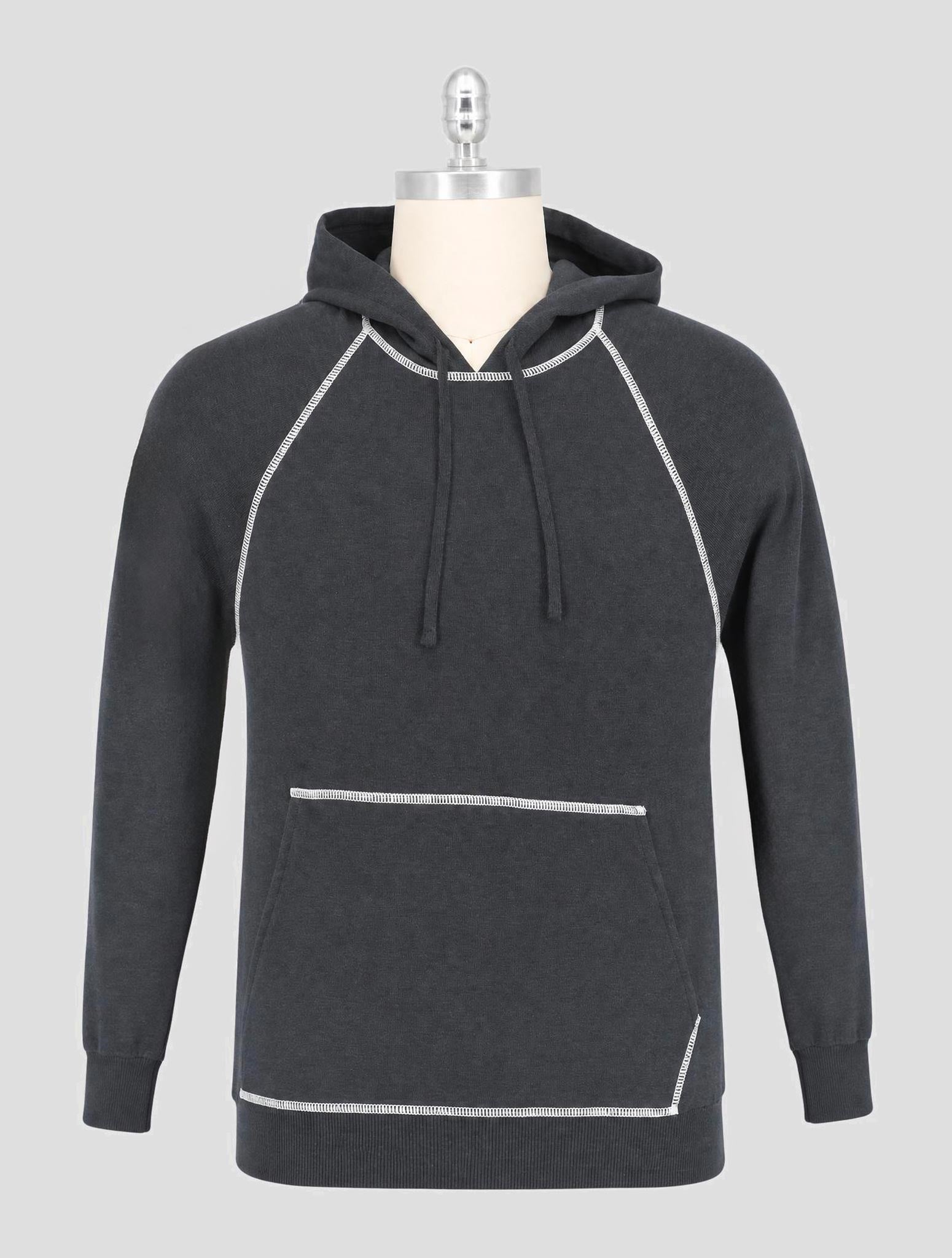 Kiton Dark Blue Cotton Sweater Hoodie