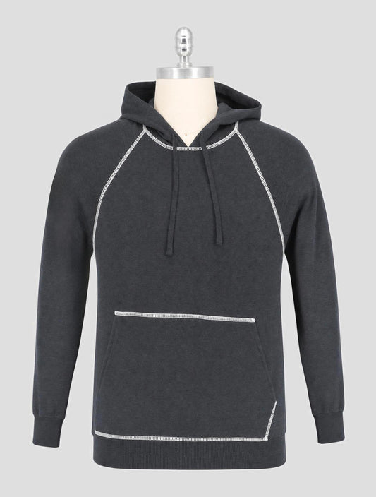 Kiton Dark Blue Cotton Sweater Hoodie