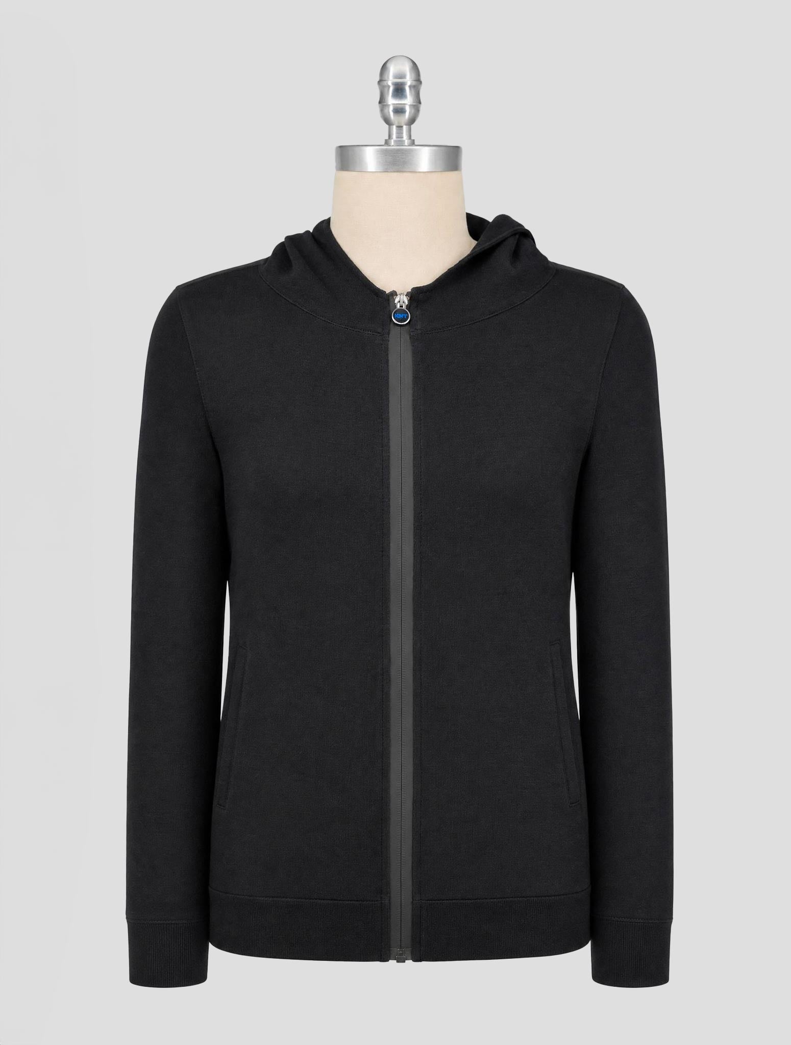Kiton Black Cotton Sweater Full Zip