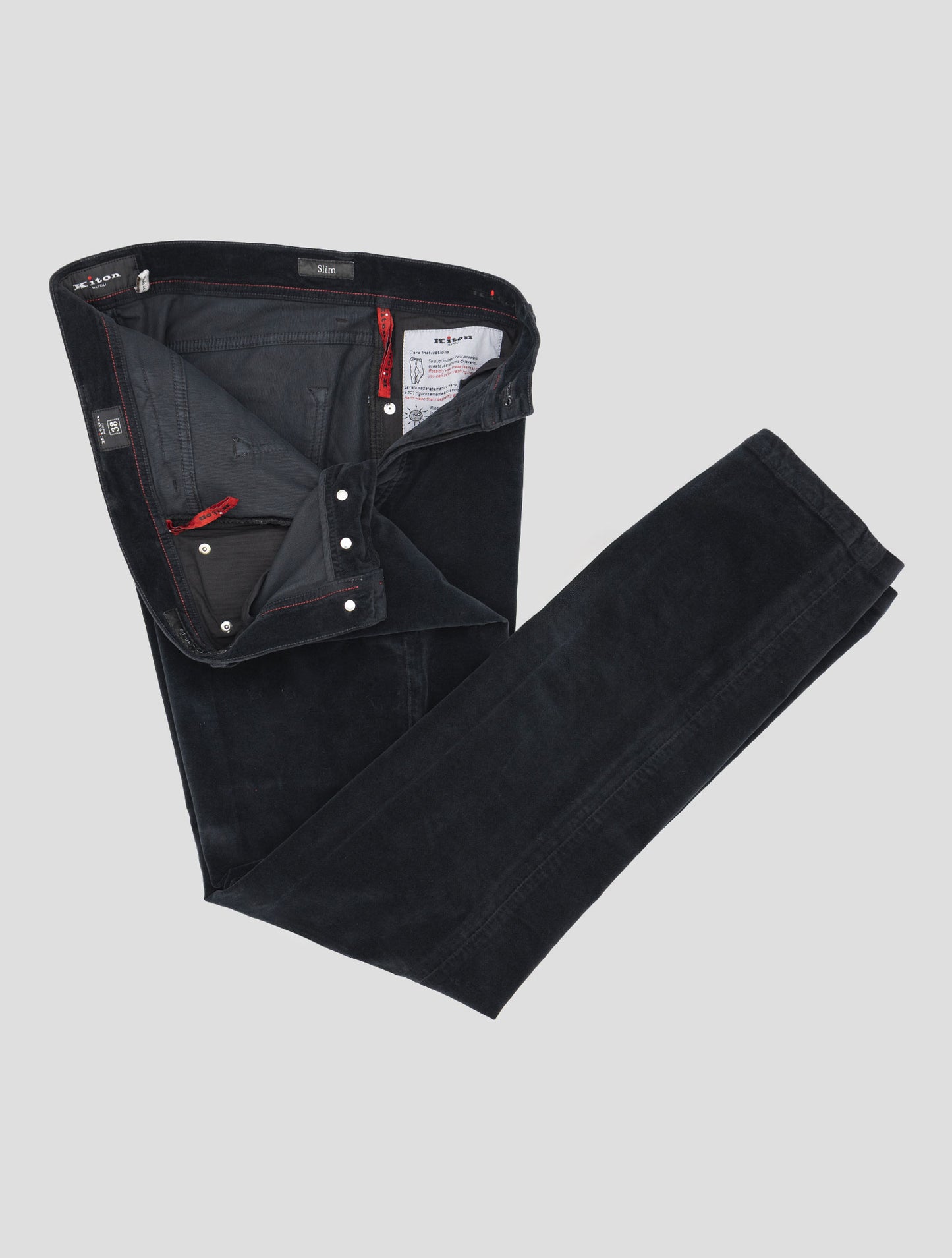 Kiton Black Cotton Ea Velvet Pants
