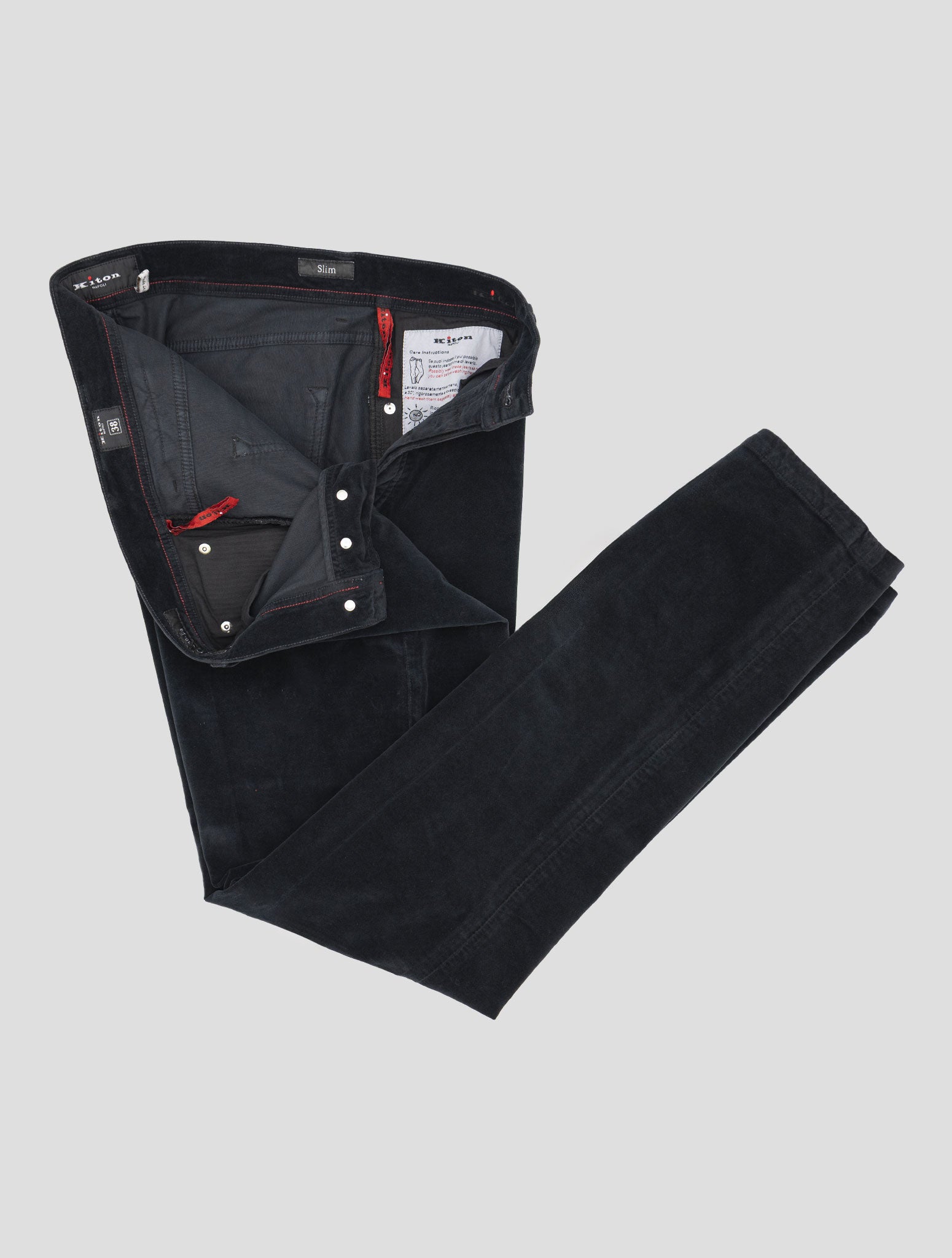 Kiton Black Cotton Ea Velvet Pants