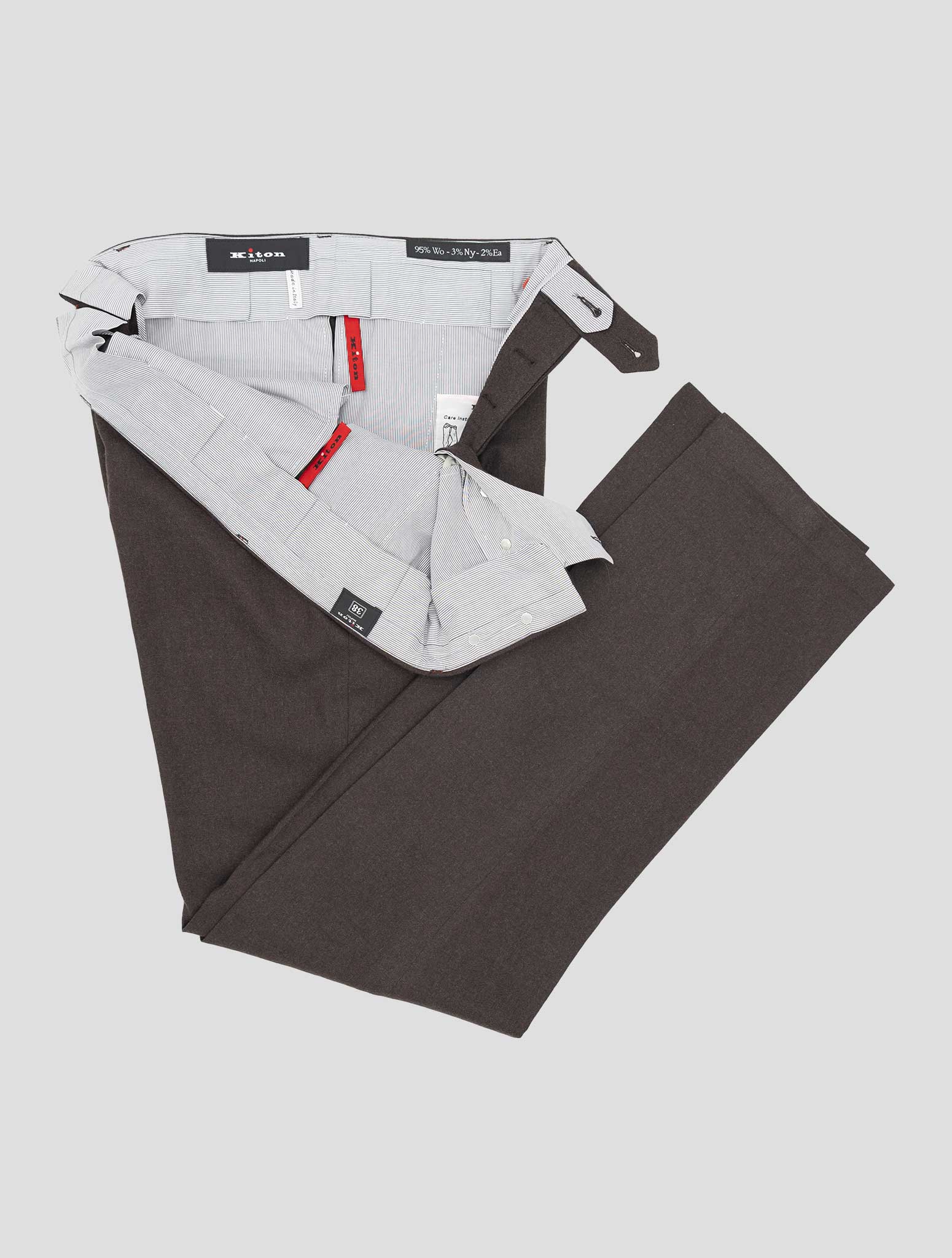 Kiton Brown Virgin Wool Pa Ea Pants