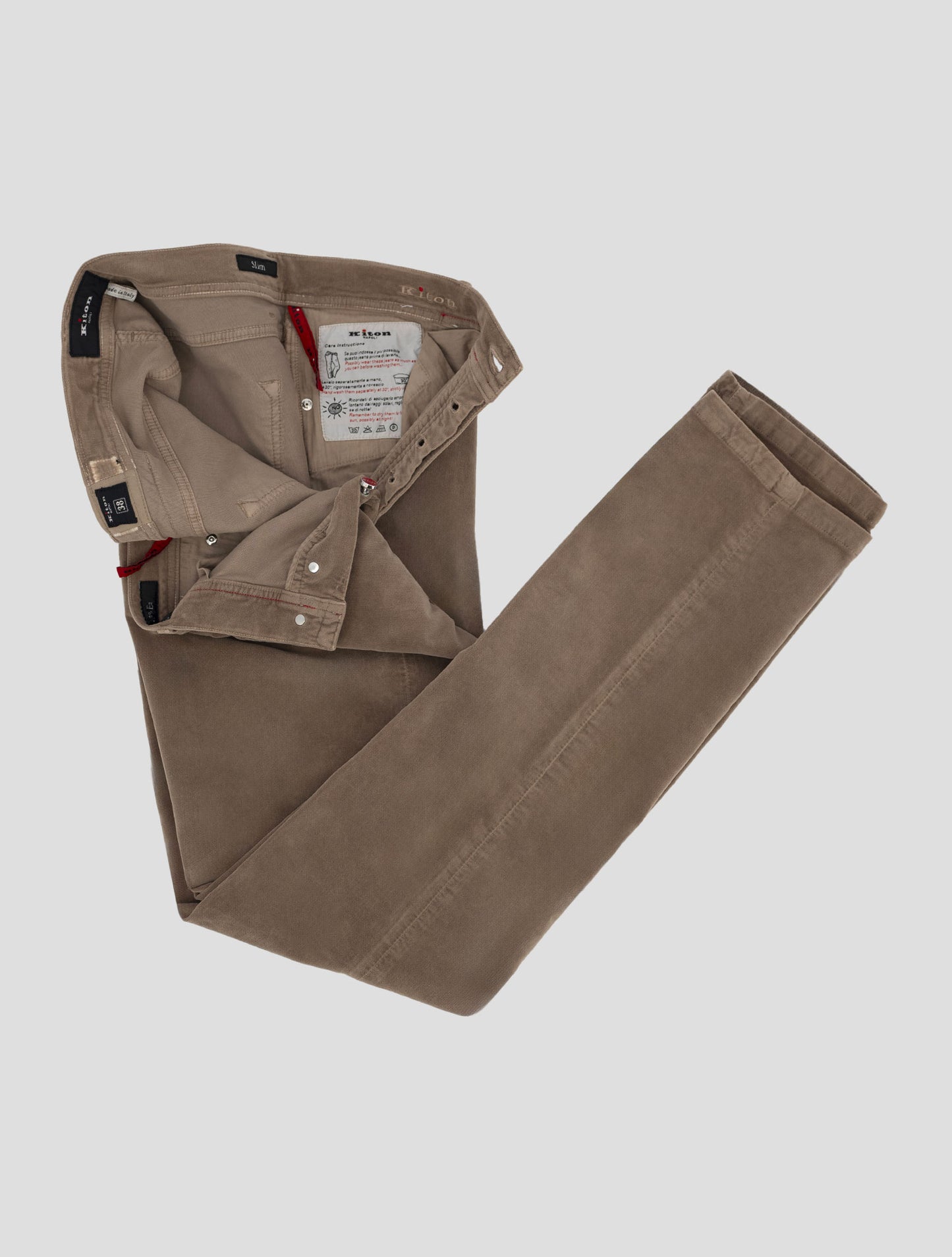 Kiton Taupe Cotton Ea Pants