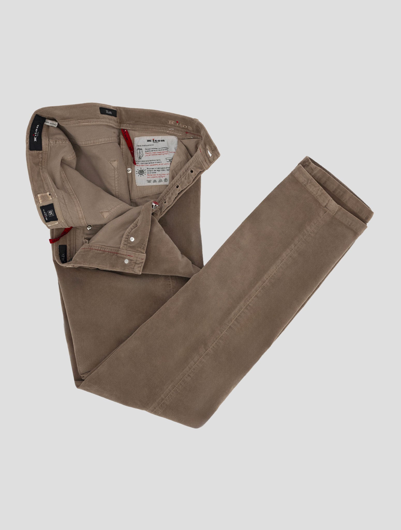 Kiton Taupe Cotton Ea Pants