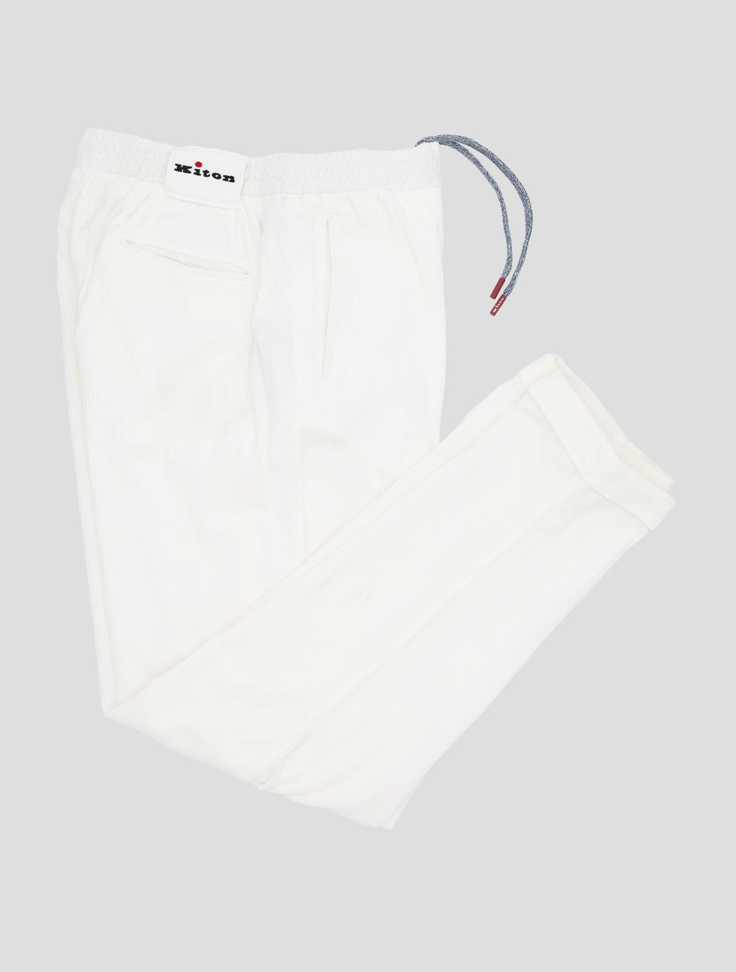 Kiton White Cotton Velvet Pants