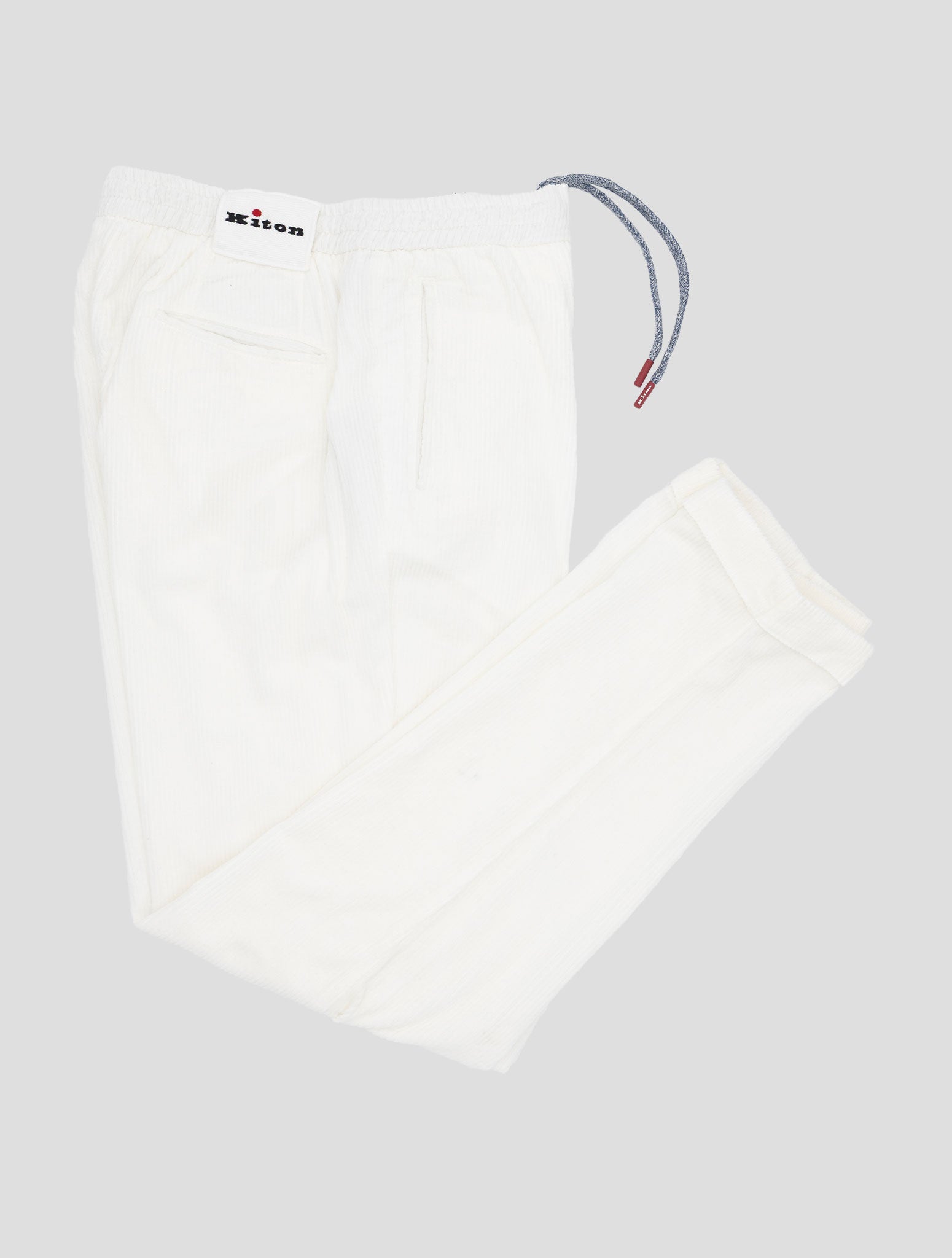 Kiton White Cotton Velvet Pants