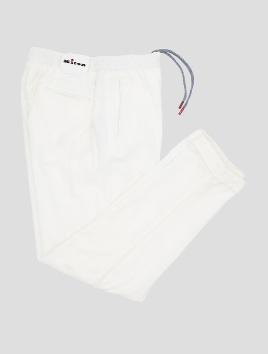 Kiton White Cotton Velvet Pants