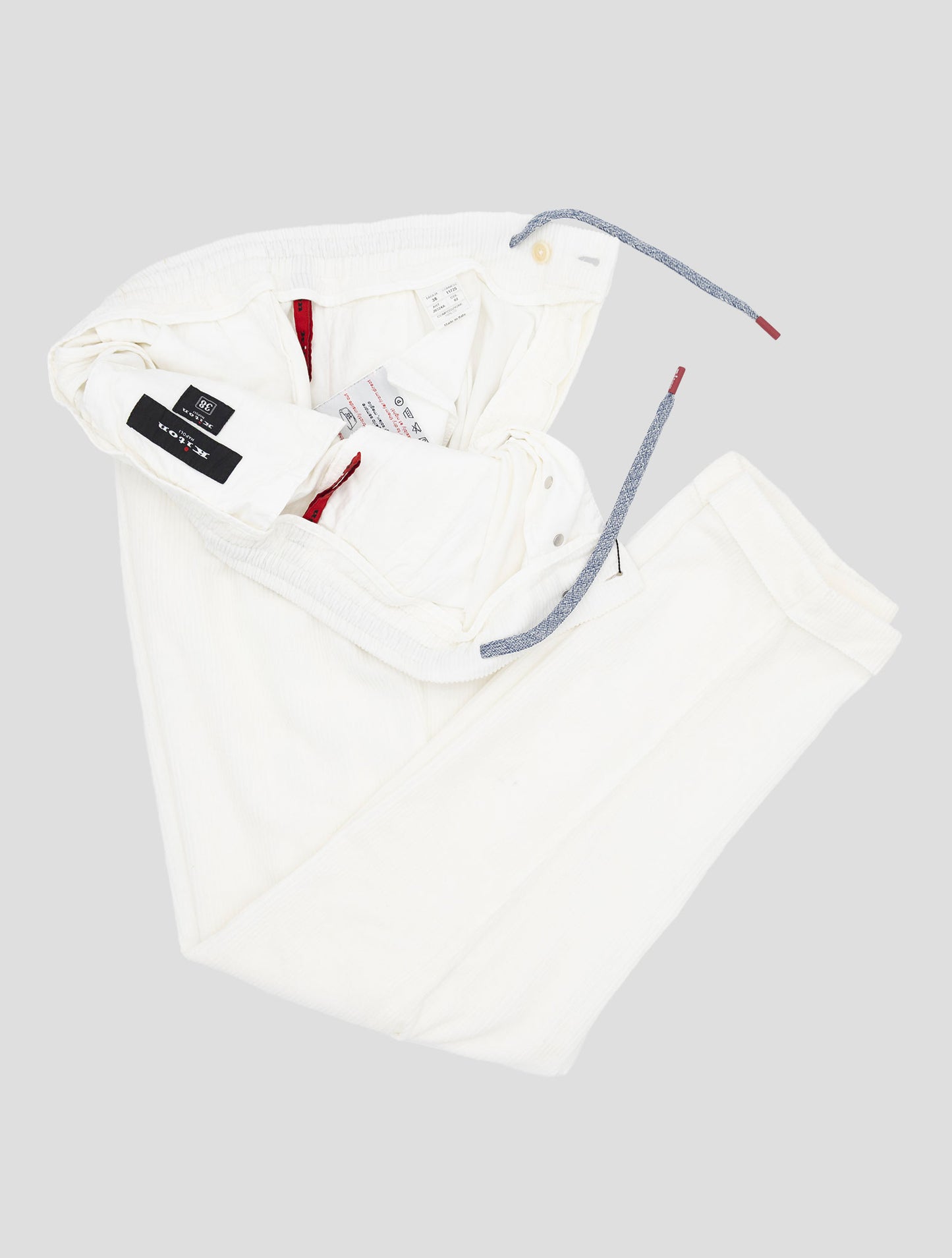 Kiton White Cotton Velvet Pants