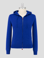 Kiton Blue Cashmere Sweater Hoodie