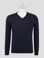 Kiton Blue Wool 14 Micron Sweater V-Neck