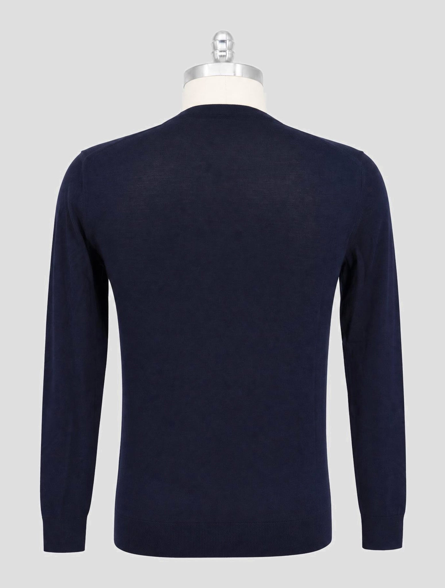 Kiton Blue Wool 14 Micron Sweater V-Neck