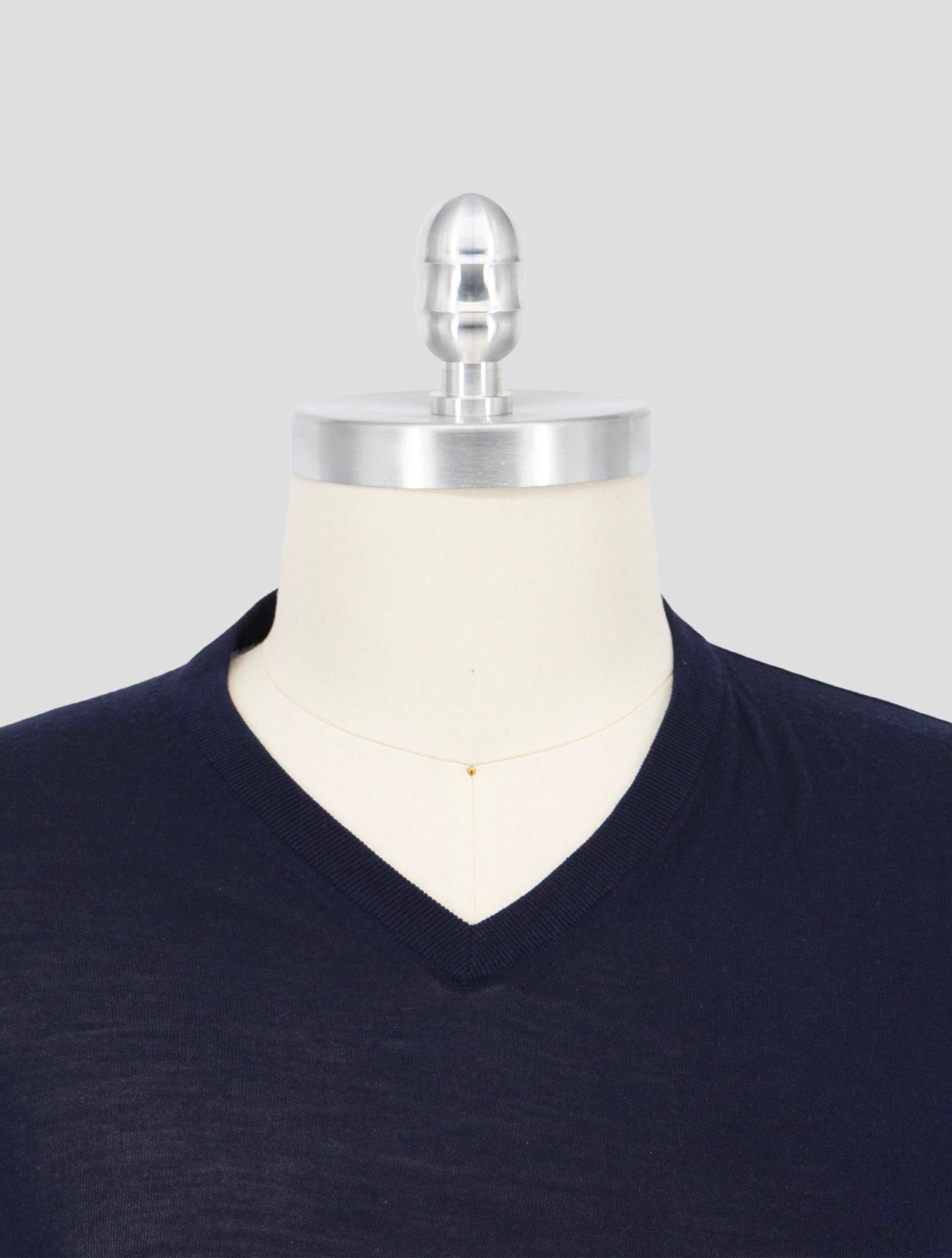 Kiton Blue Wool 14 Micron Sweater V-Neck